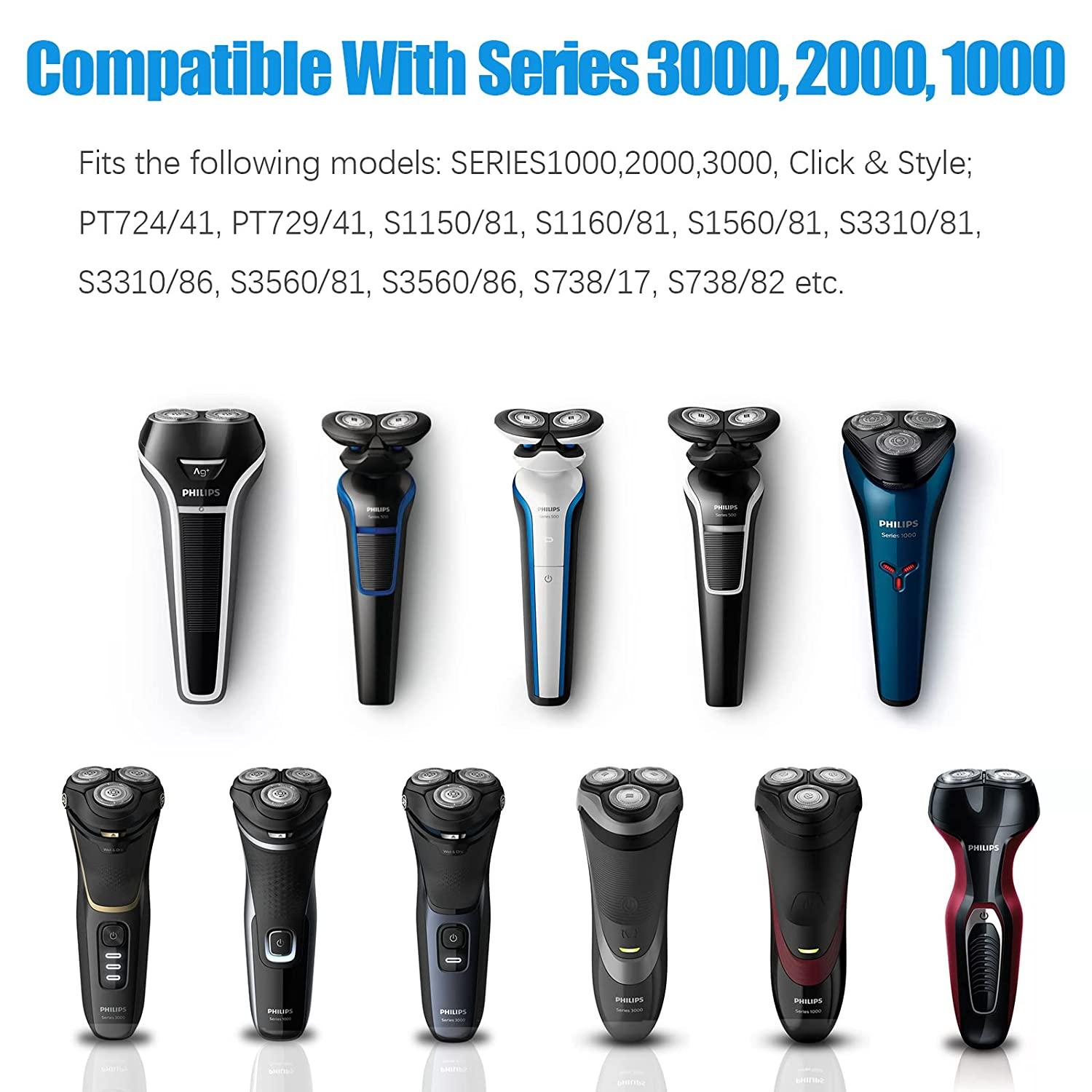 Philips Norelco Shaving Heads for Shaver Series 3000, 2000, 1000 and Click  & Style, Silver SH30/52