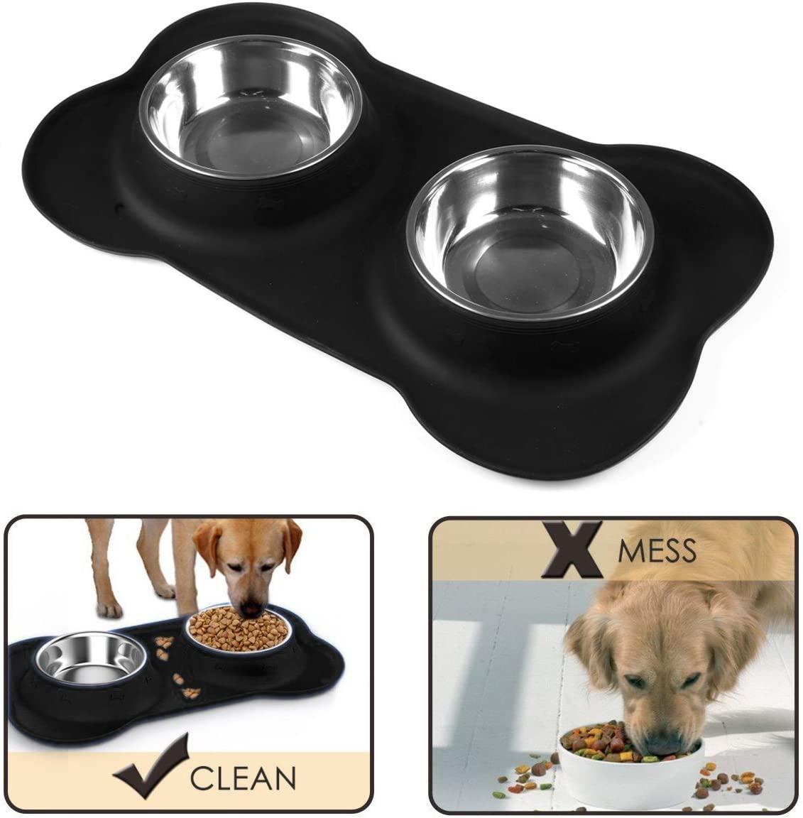 AsFrost Dog Food Bowls Stainless Steel Dog Bowls with No Spill Non-Skid  Silicone Mat, Dog