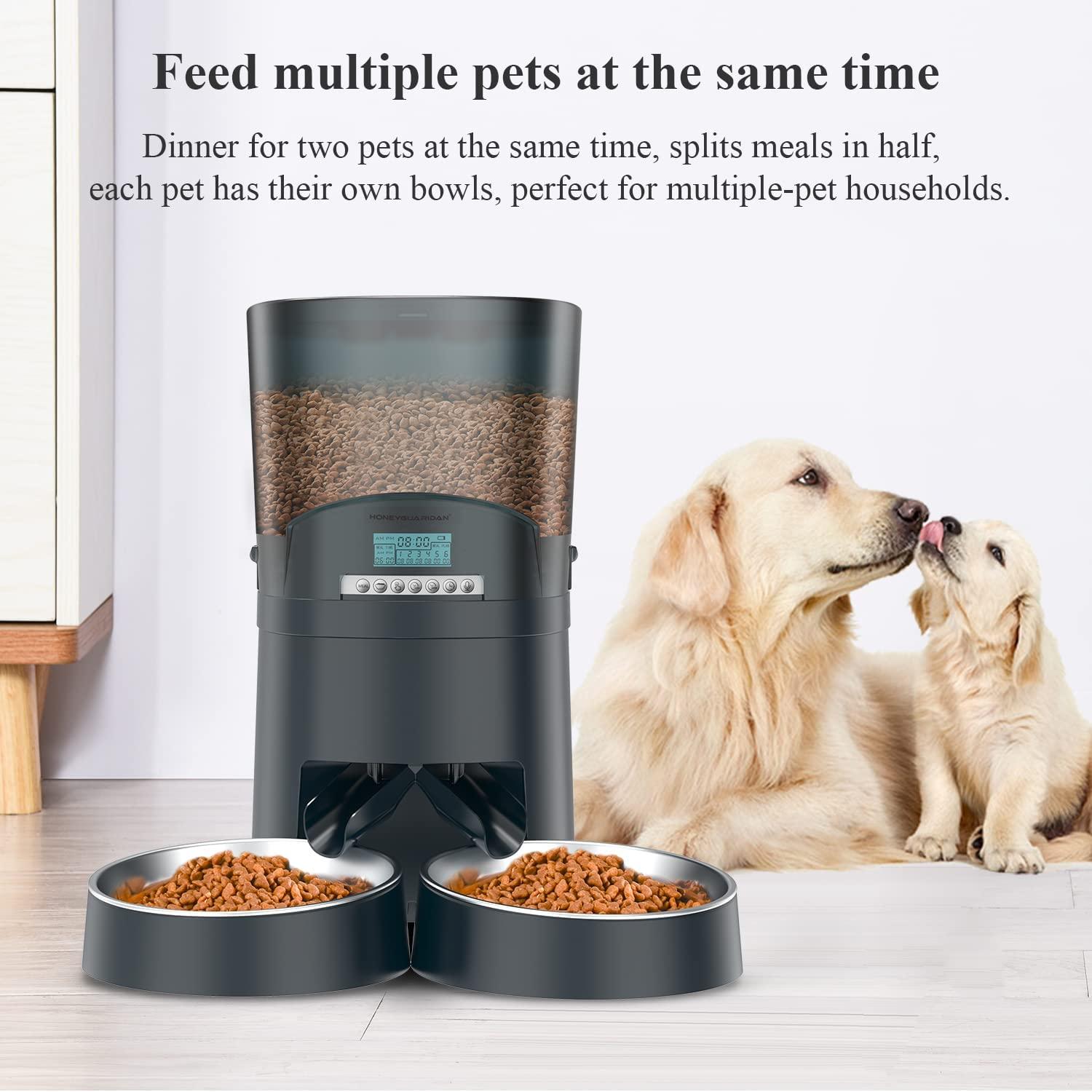 Automatic Cat Feeder for 2 Cats, HoneyGuaridan 6.5L/4.5L Pet Feeder for