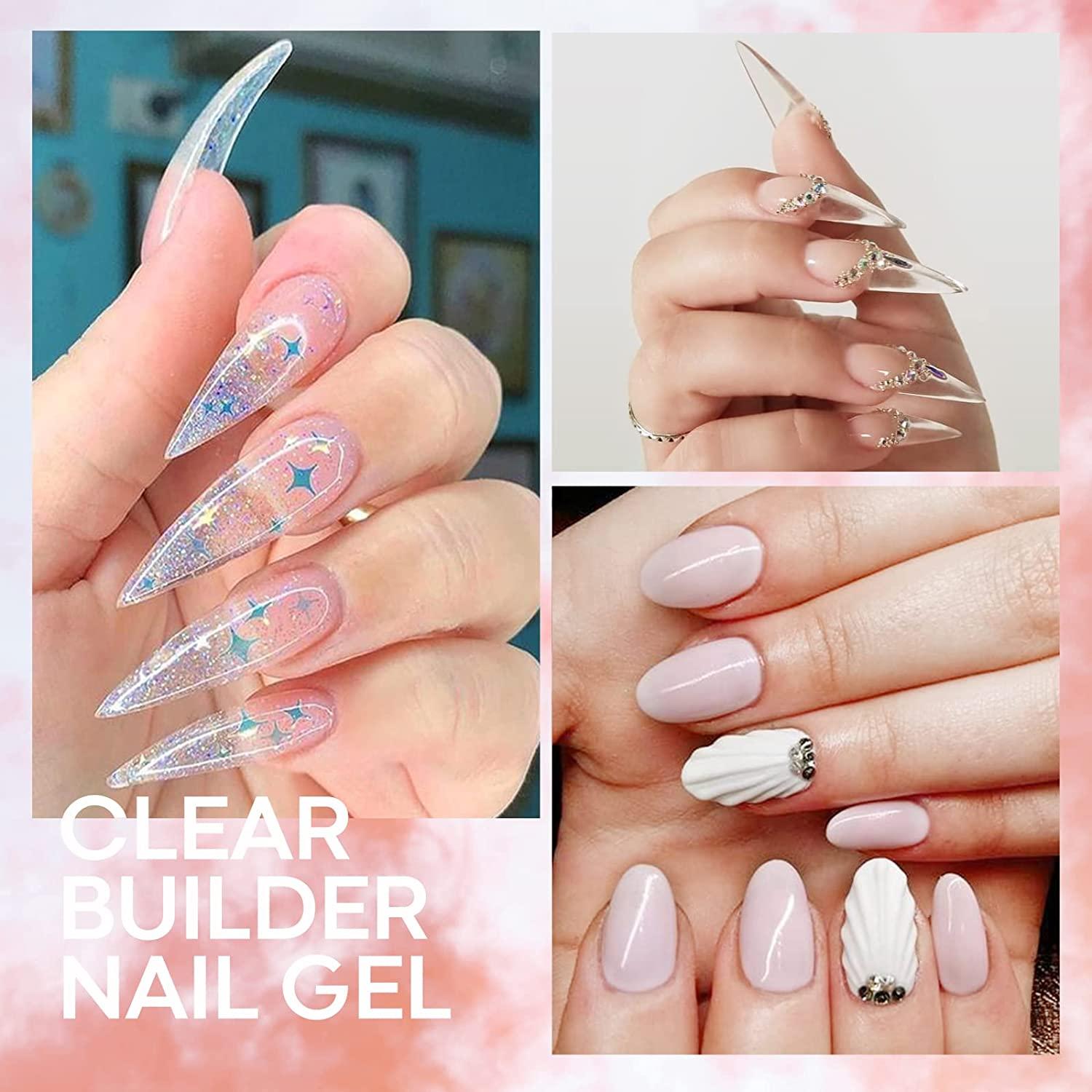 Modelones Builder Nail Gel - 2oz Clear Hard Gel for Nails, Nail Extension  Gel Nail Kit Acrylic Gel Nail Strengthen Gel Nail Art Manicure Set with  100PCS Nail Forms and Dual-use Acrylic