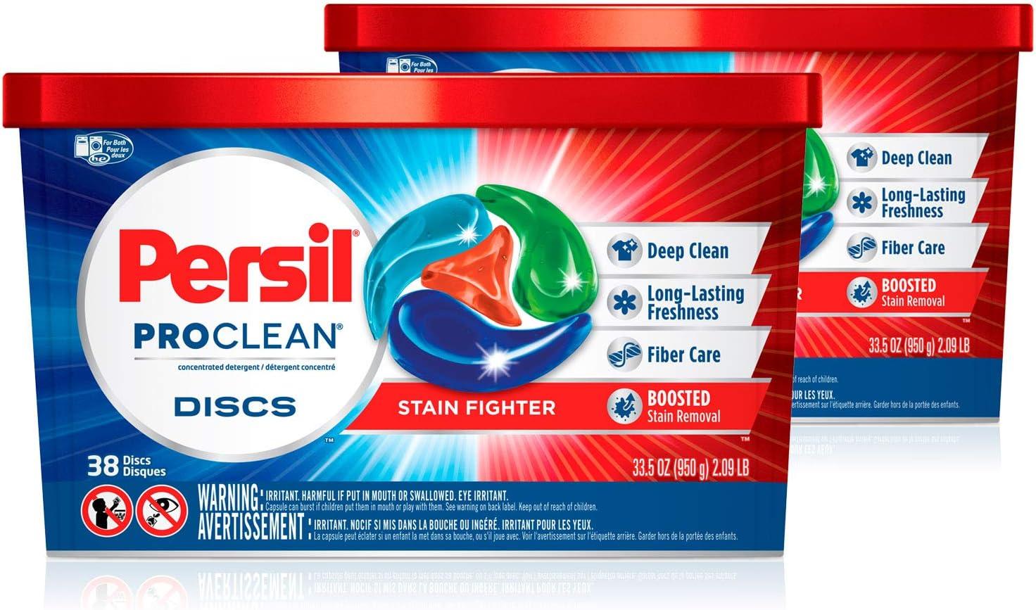 Persil Discs Laundry Detergent Pacs Stain Fighter 38 Count Pack of 2 76 Total Loads 38 Count (pack of 2)