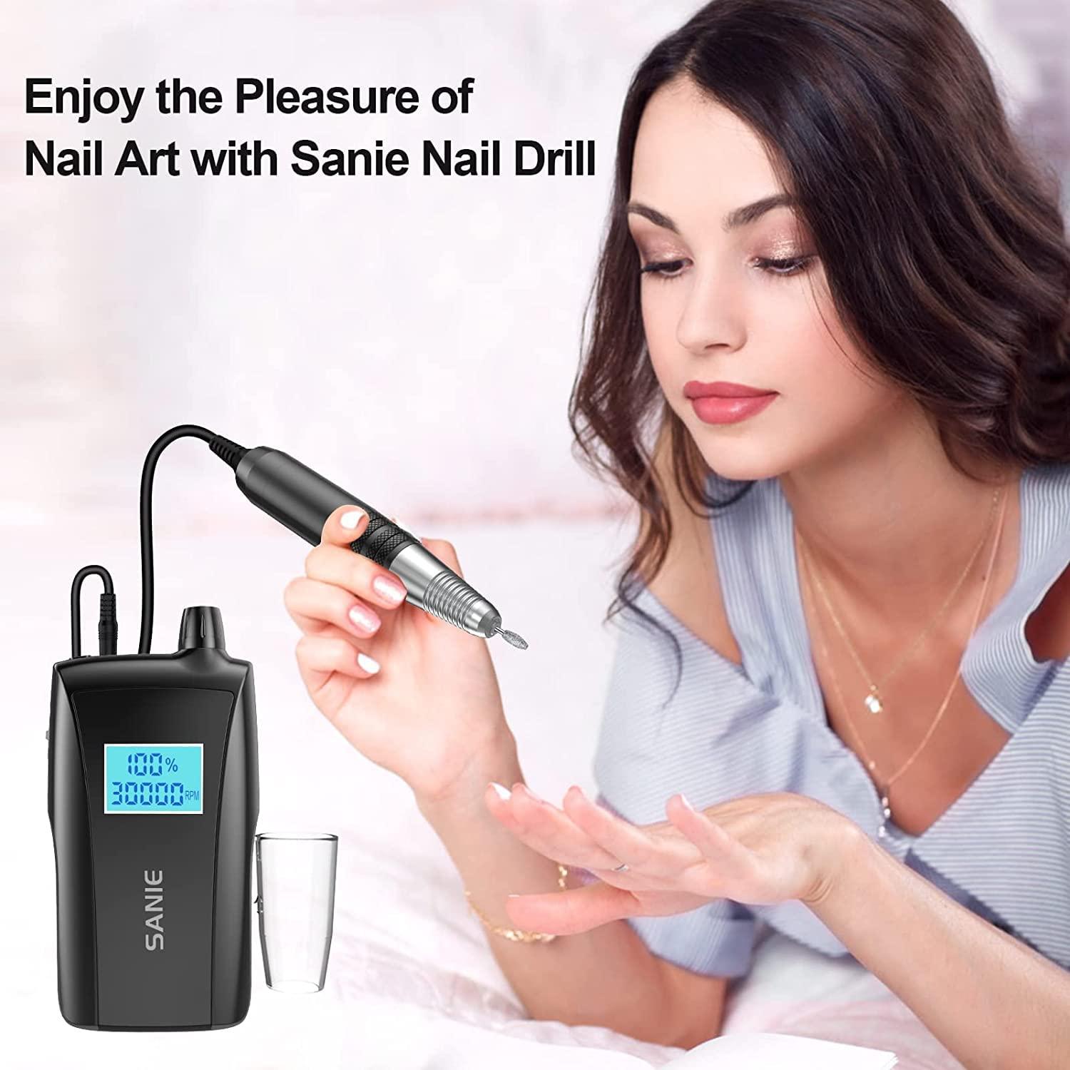 Professional Nail Drill Machine with Nail Lamp, 30000 RPM Cordless
