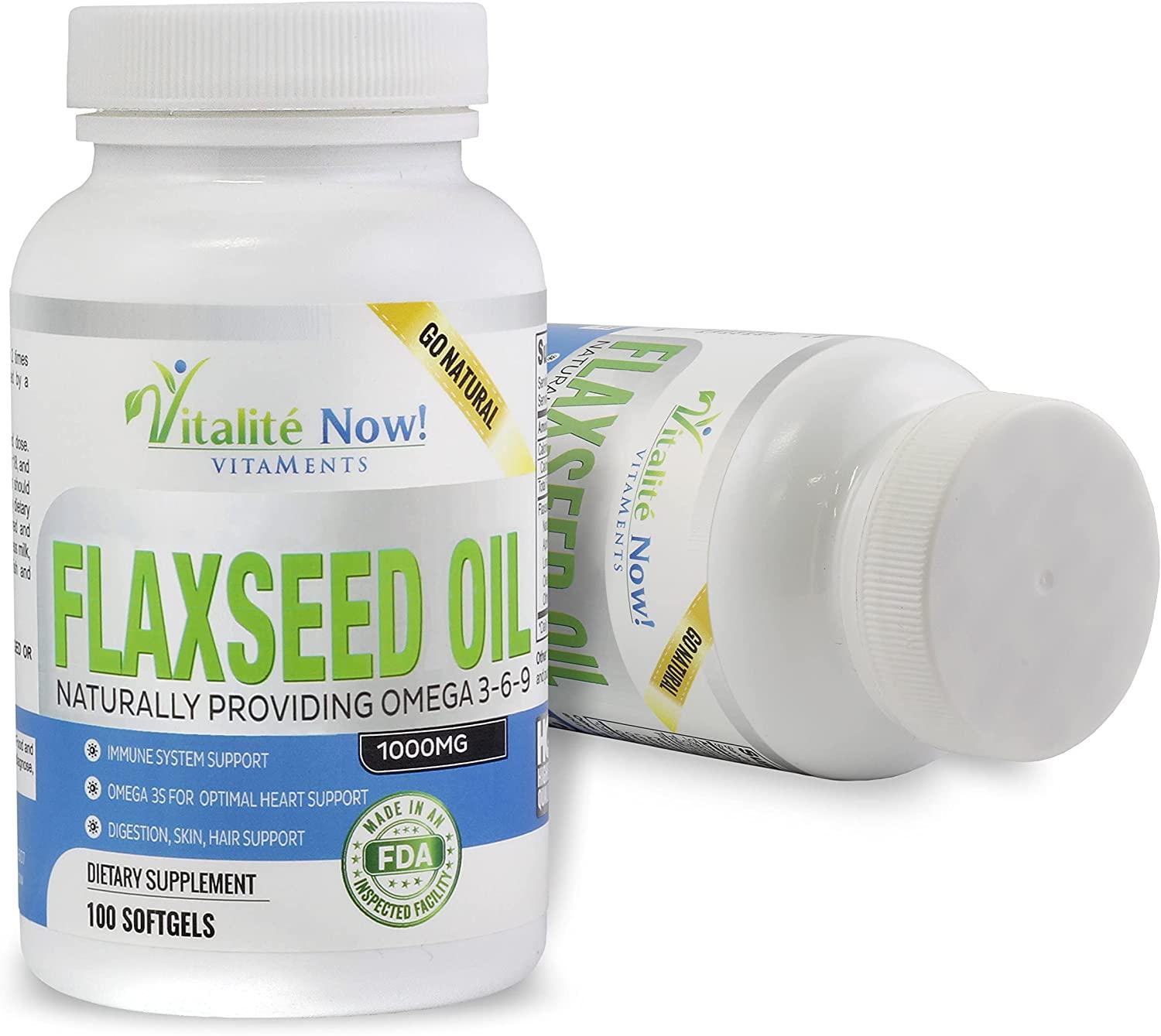 Best Organic Flaxseed Oil Softgels 1000mg Premium, Virgin Cold