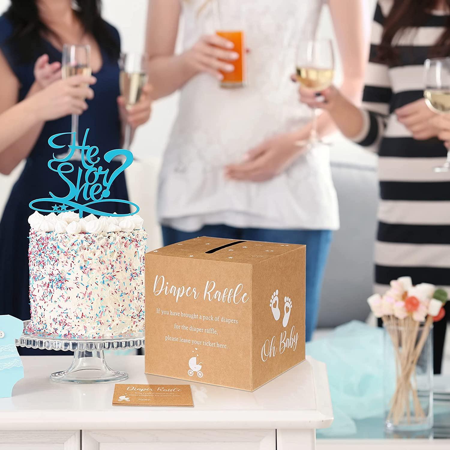 Funrous 50 Pcs Diaper Raffle Tickets with Box for Baby Shower Game ...