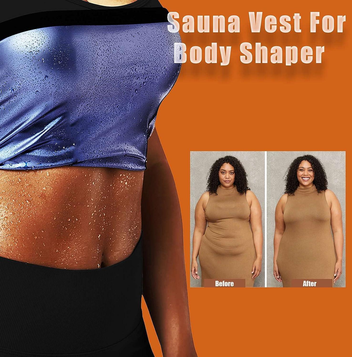 BODYSUNER Sauna Sweat Vest Workout Tank Top Waist Trainer for Women  Compression Workout Enhancing Vest Blue Small/Medium