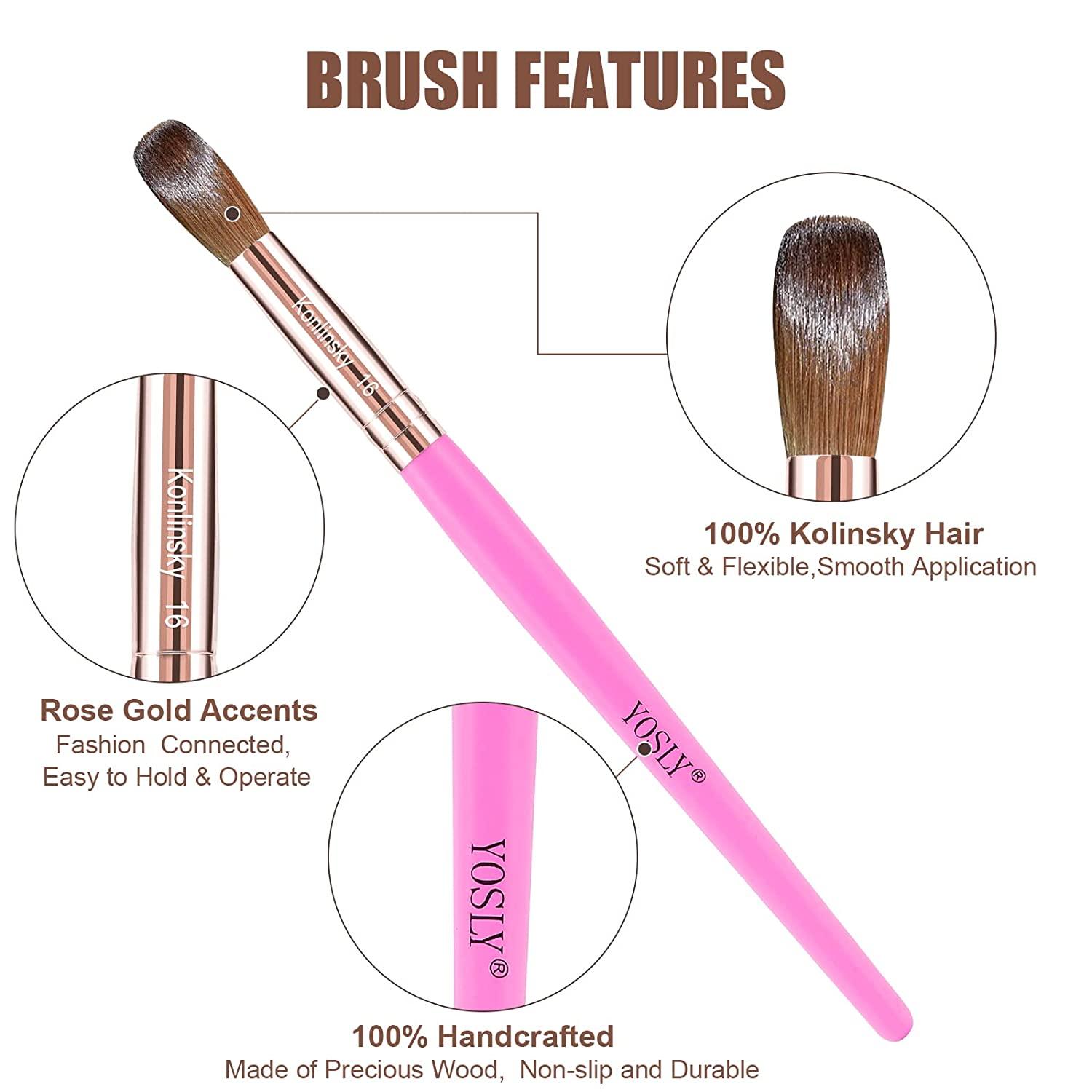 Kolinsky Acrylic Nail Brush, Acrylic Brushes for Nails Size 10,  Professional Acrylic Nail Brush Application, Salon Grade Kolinsky Nail  Brush for Nail Art Beginner Friendly (Pink-10#) Pink 10#