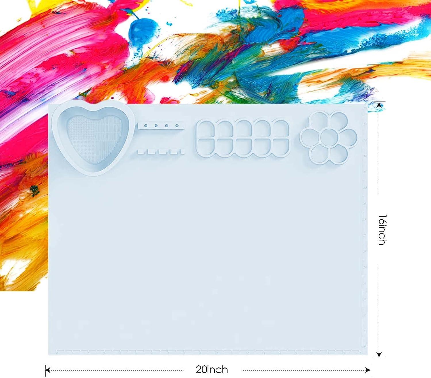  Silicone Craft Mat, Silicone Painting Mat, 20x16 Silicone  Artist Mat with Cup, Silicone Art Mat with Paint Water Cup, Artist Mat  (Blue)