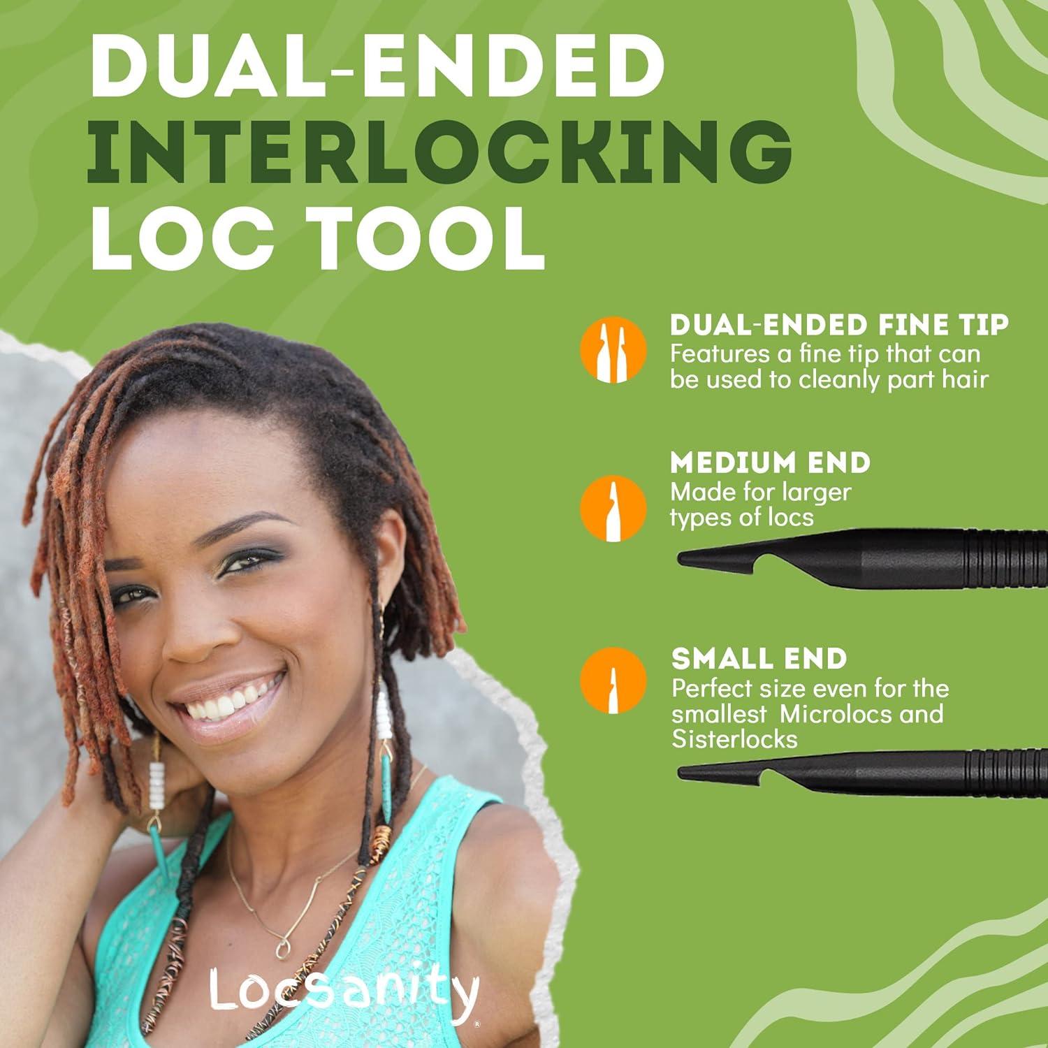 Locsanity Interlocking Tool for Locs - Dual-Ended Metal Dreadlock Crochet  Needle - Sisterlock Retightening Tool Loc Maintenance - Hair Styling Dreads  Microlocks Small/Medium Locs Double Pack