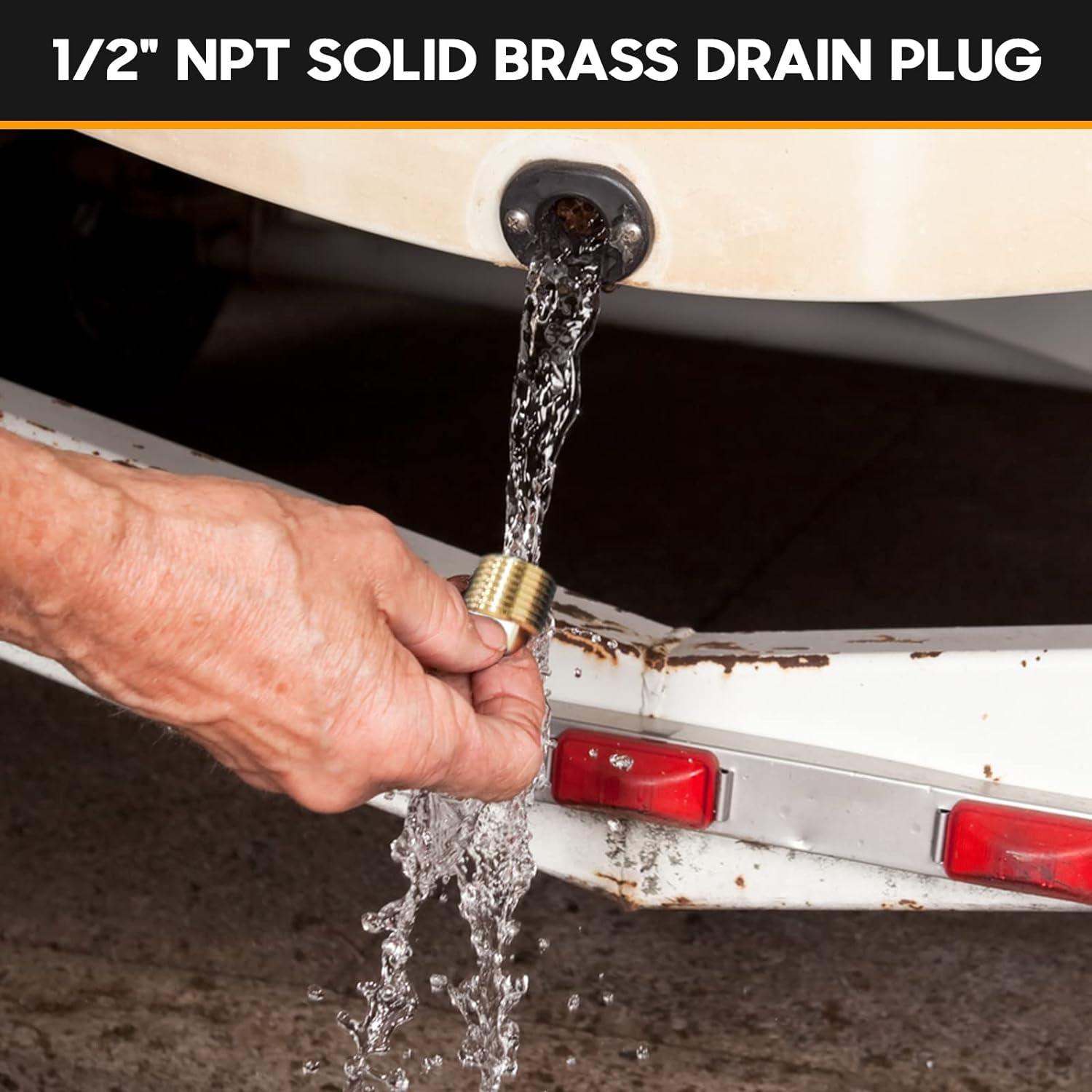 Boat Plugs 1/2 Inch Npt Solid Brass Boat Drain Plug 2 Pack Garboard Drain Plug Boat Drain Plug