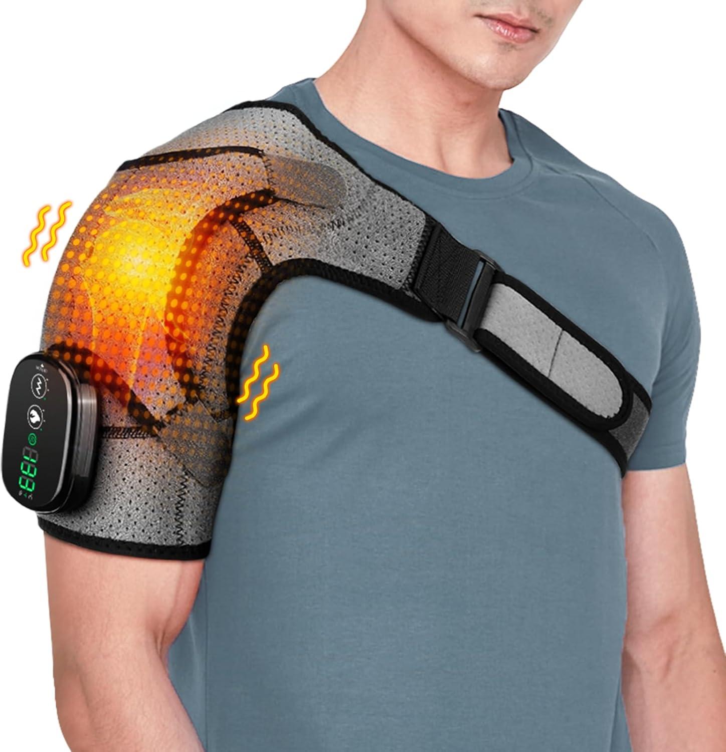 DeMoce Cordless Heated Shoulder Wrap | Massager & Heating Pad with  Vibration