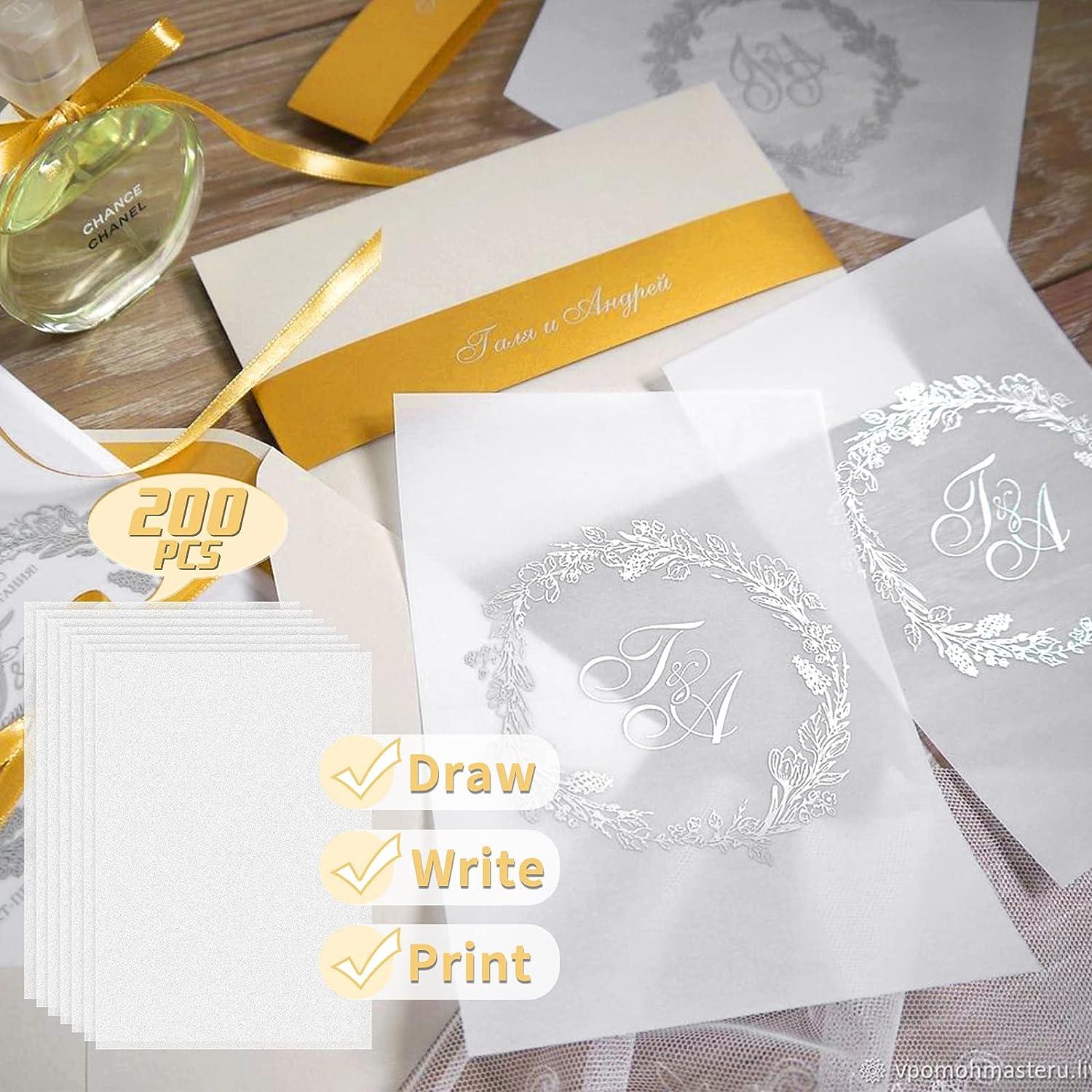 200 Sheet Save The Date Cards for Weddings Invitations Vellum Transparent  Paper Clear Vellum Paper DIY Transparent Printable Tracing Paper for  Wedding Reception Invitations Envelopes(4x6 Inches) 200Pcs 4x6Inch