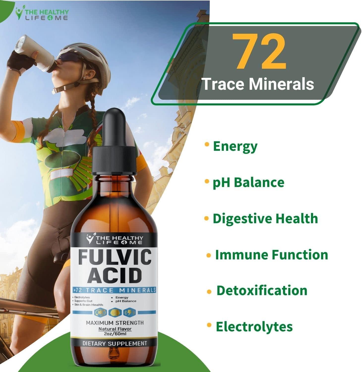 Organic Fulvic Acid + 72 Trace Minerals Dietary Supplement for Digestion, Hydration, Energy & pH