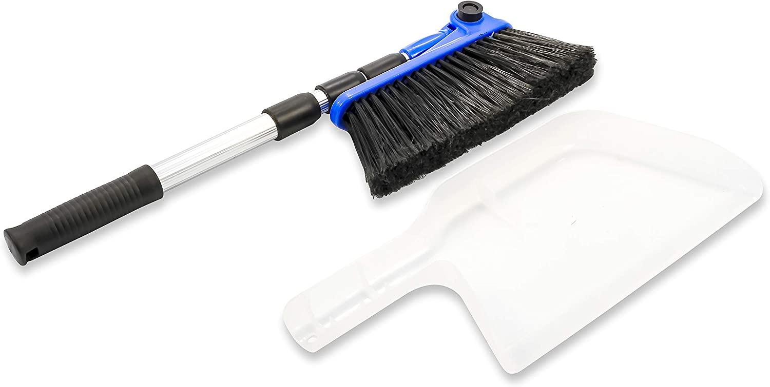 Camco Broom and Dustpan for RVs, Adjustable from 24 to 52 Inches (43623