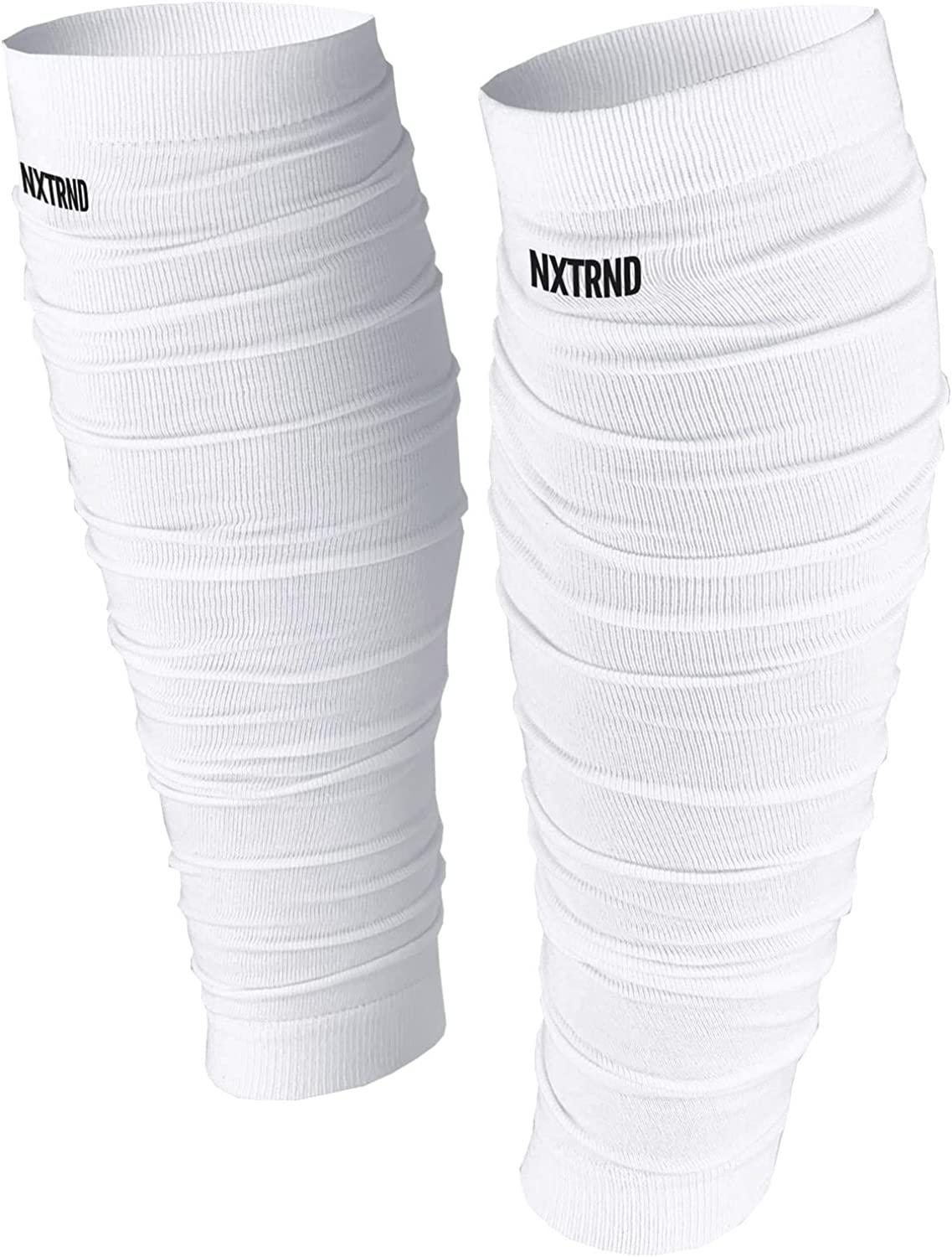 Nxtrnd Football Leg Sleeves, Calf Sleeves for Men & Boys, Sold as a Pair  White One Size