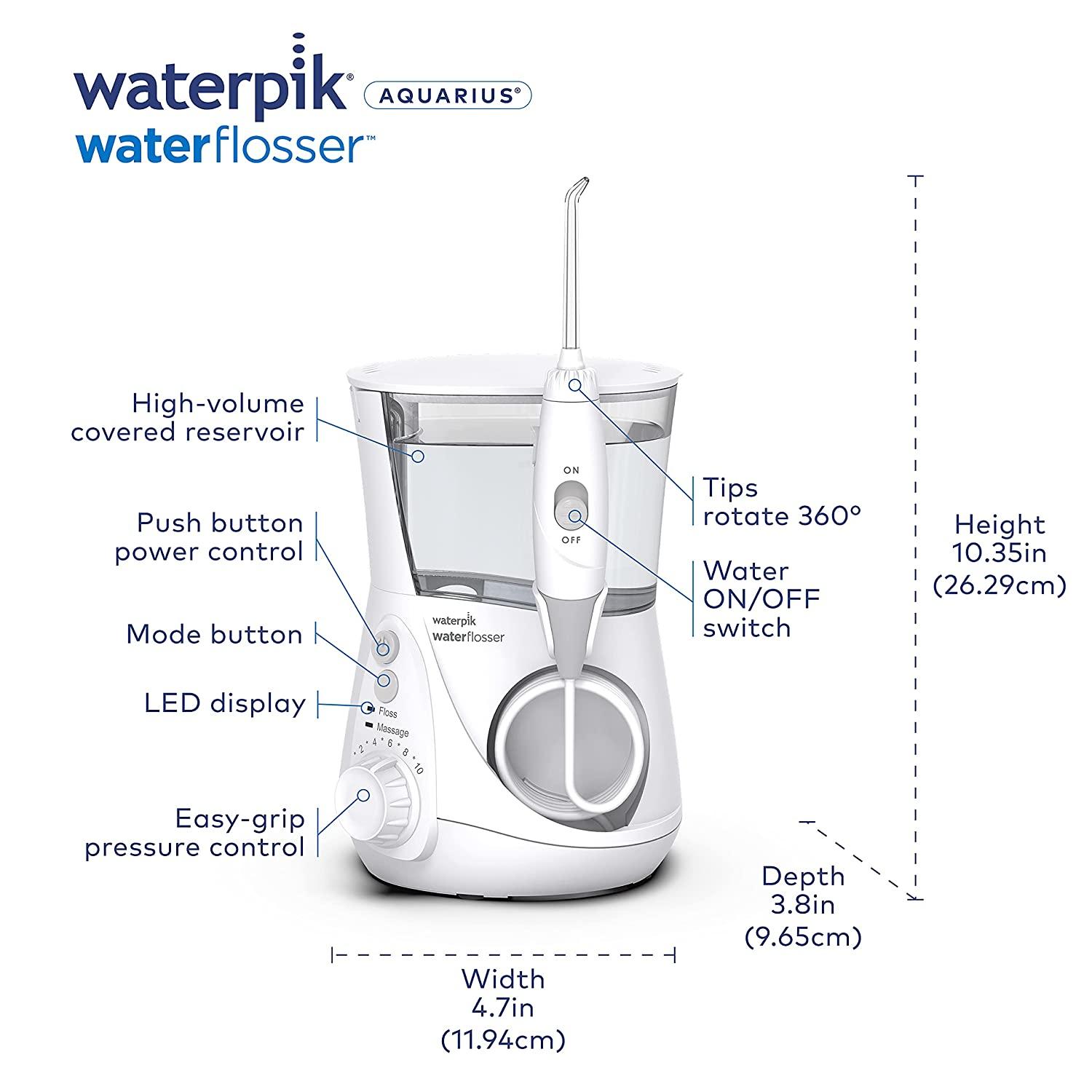 Waterpik Aquarius Water Flosser Professional 10 Settings, 7 Tips, ADA