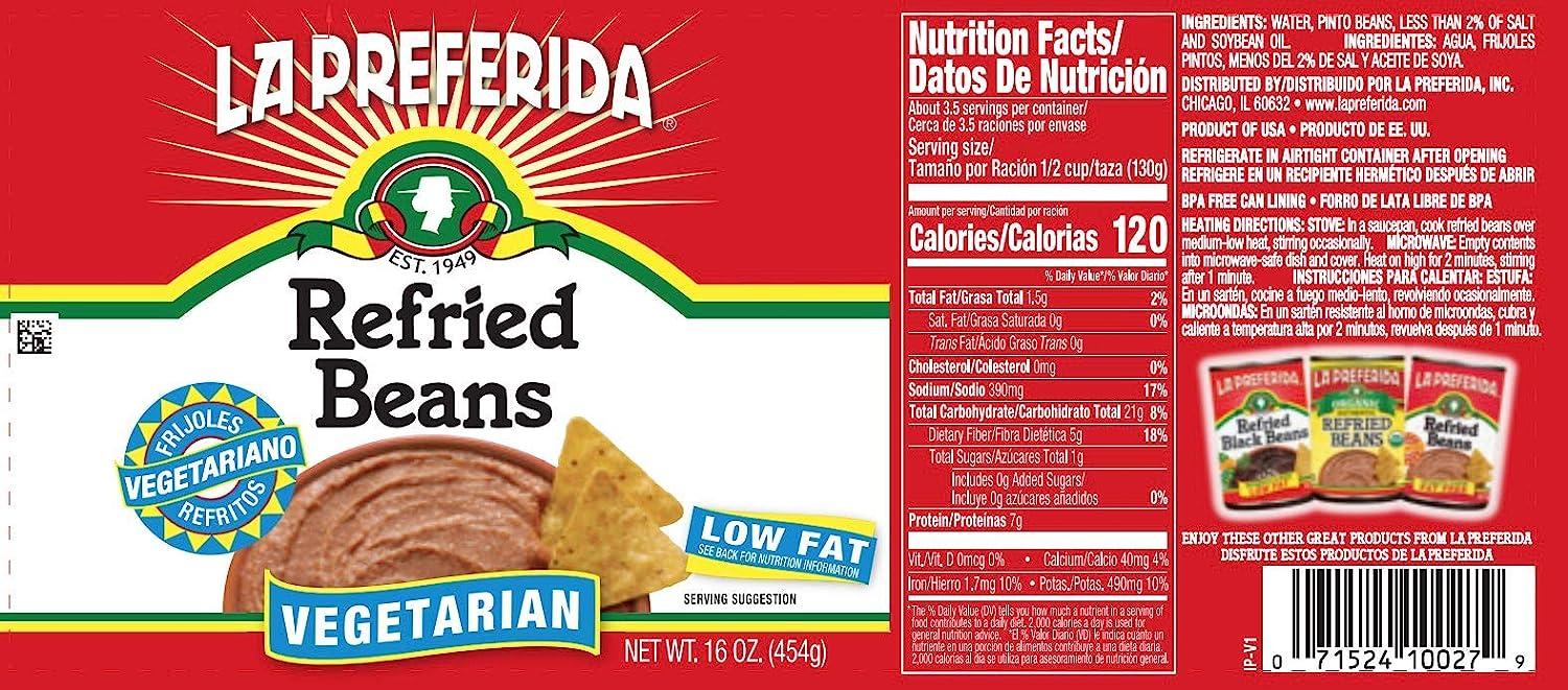 LA PREFERIDA Vegetarian Refried Beans, 16 OZ