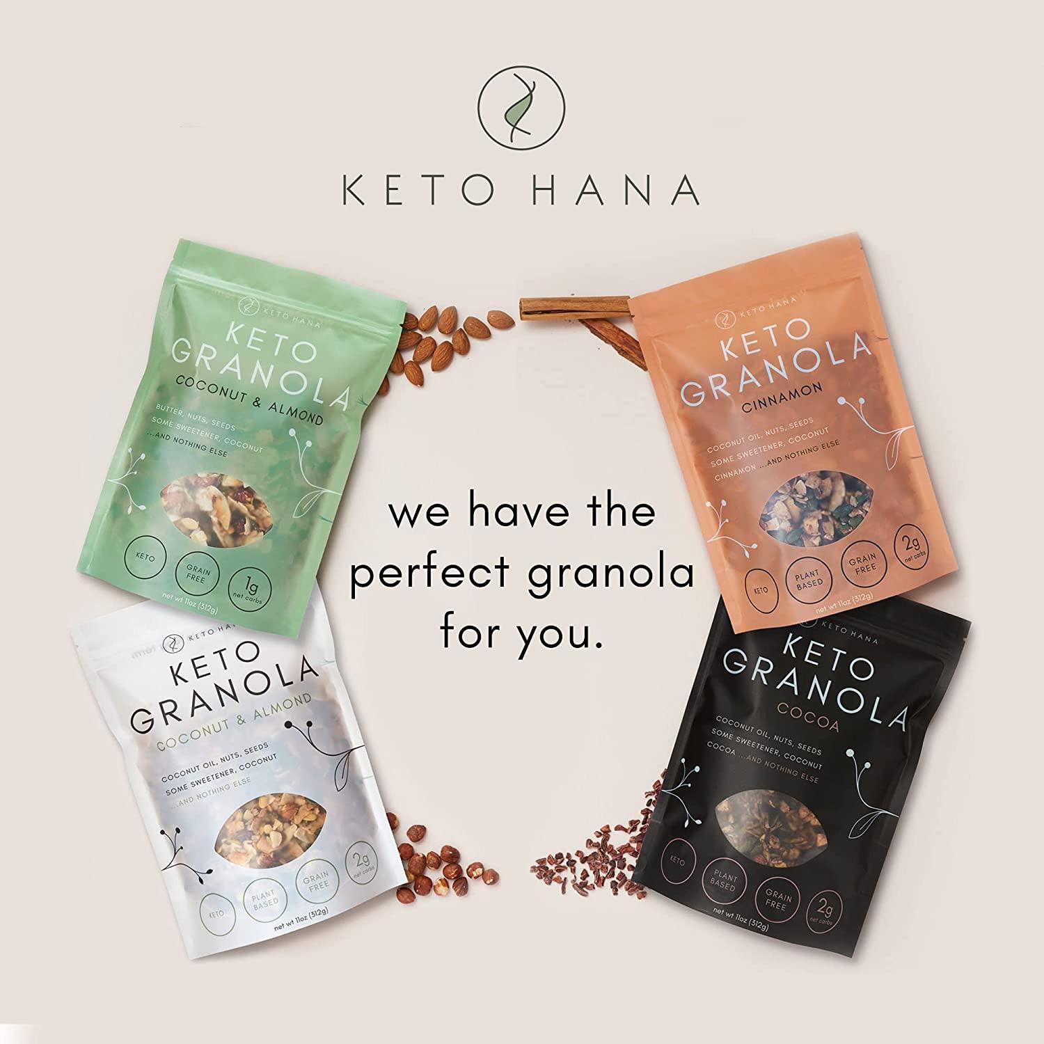 Keto Hana Keto Nut Granola (11oz), Coconut & Almond Plant Based Low