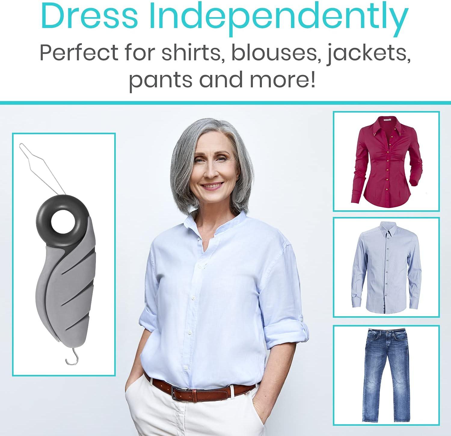 Vive Button Hook with Finger Hole Zipper Gripper Pull Helper