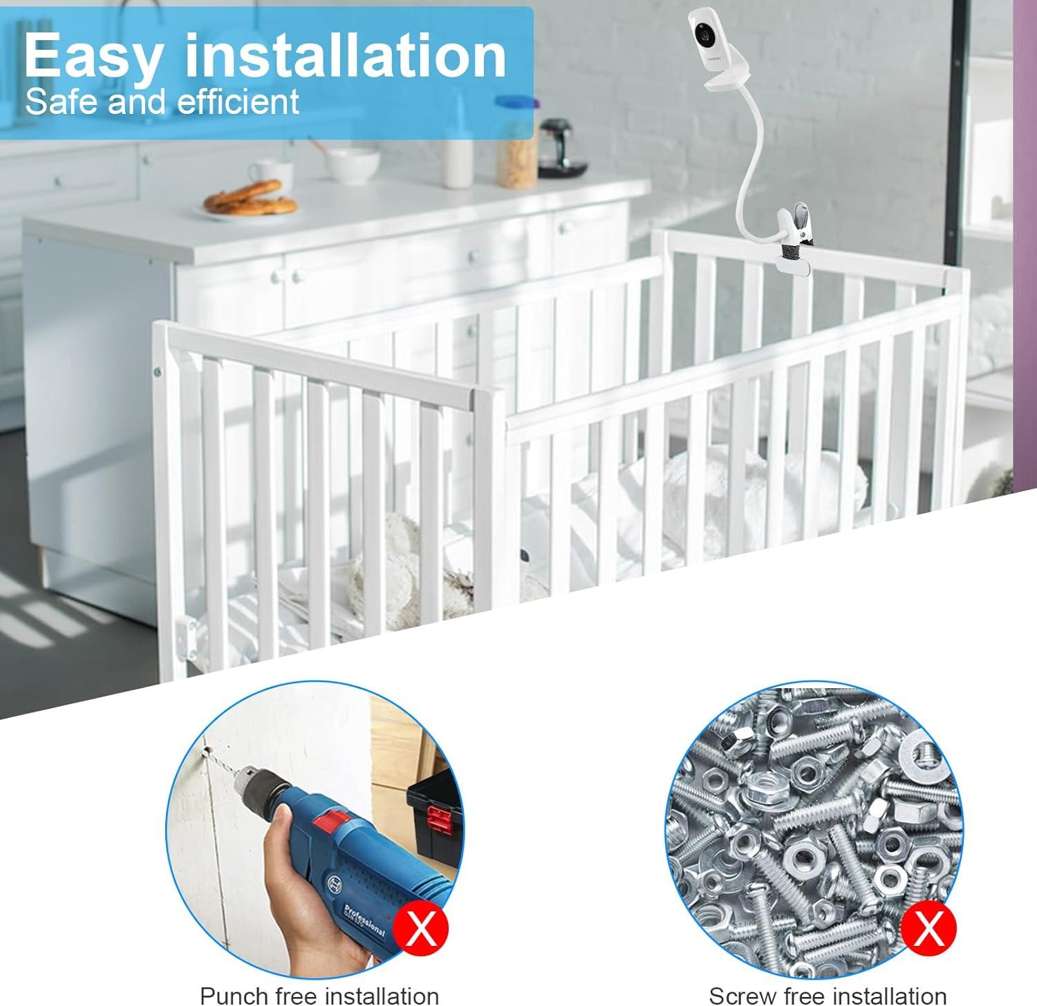 Supporto Flessibile Per Baby Monitor HelloBaby HB50 – Staffa Regolabile Per Telecamera, Fissaggio Morbido A Culla, Senza Fori - 4