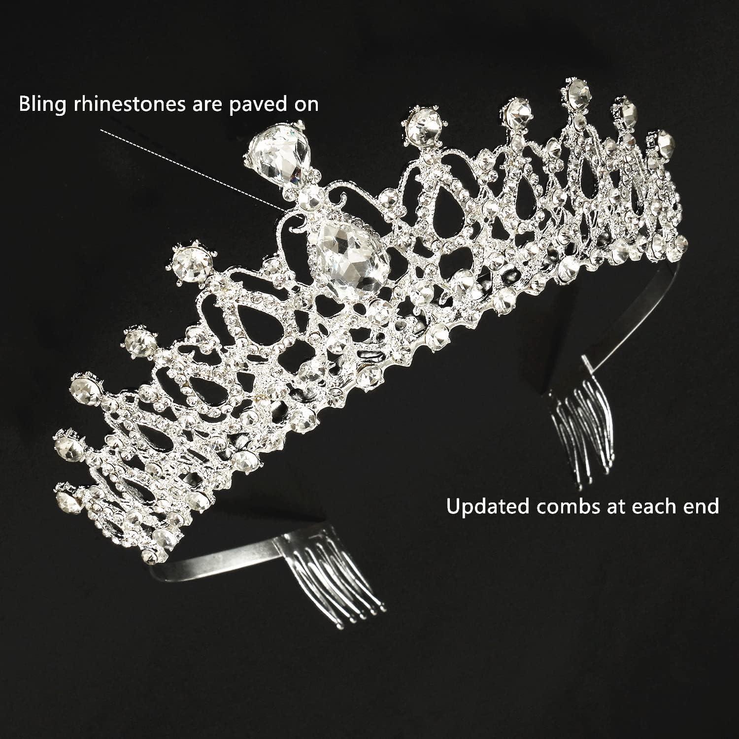 YOPAY 3 Style Crystal Tiara Crowns, Gold Queen Crown For Bridal, Girls, Women, Princess Headbands With Comb, Cake Topper For Birthday Pageant Prom For