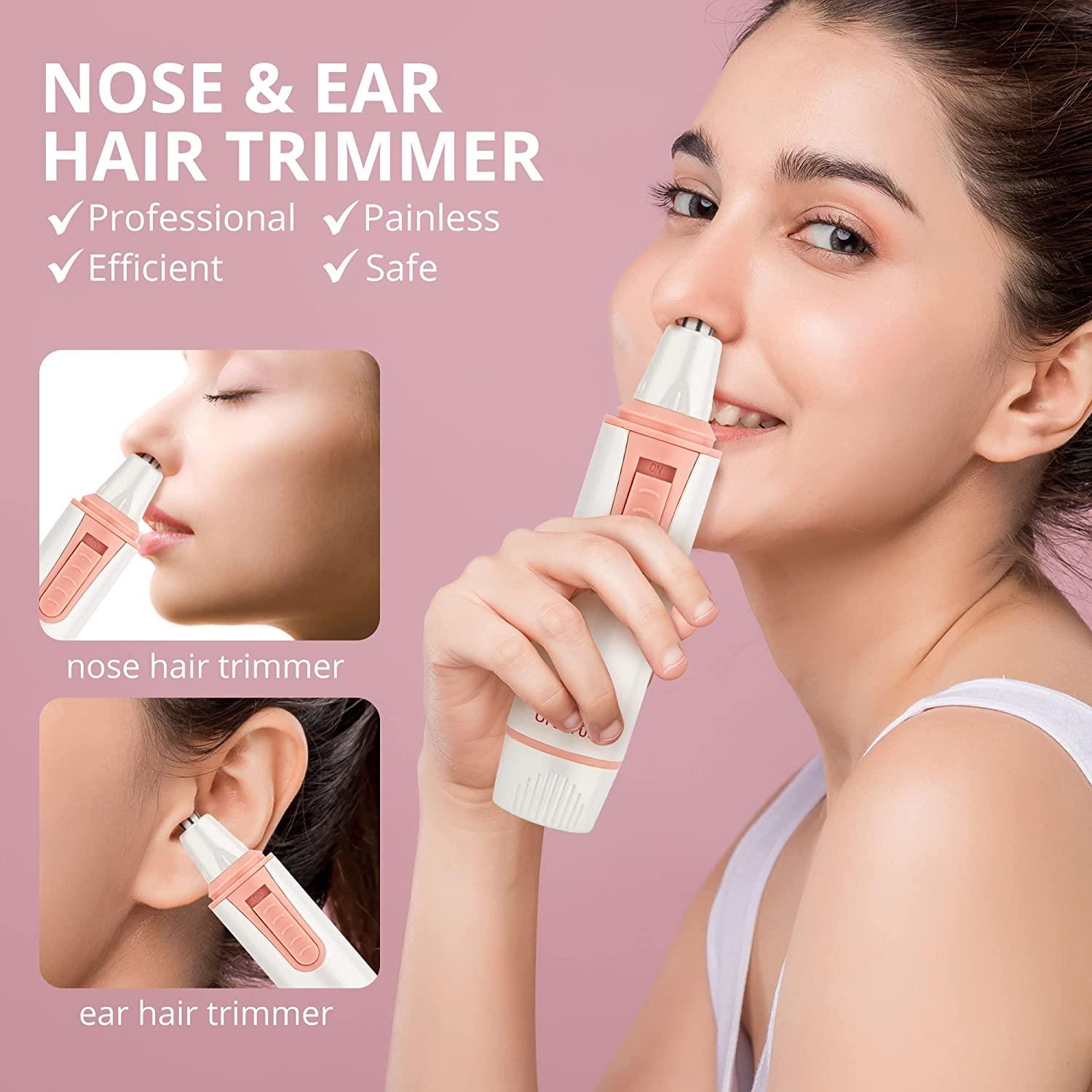 Nose Hair Trimmer for Women, Professional Painless Ear and Nose Trimmer for  Women, Battery-Powered Womens Nose Hair Trimmer, Precision Lady's Ear Hair  Trimmer with IPX5 Waterproof, Battery Included