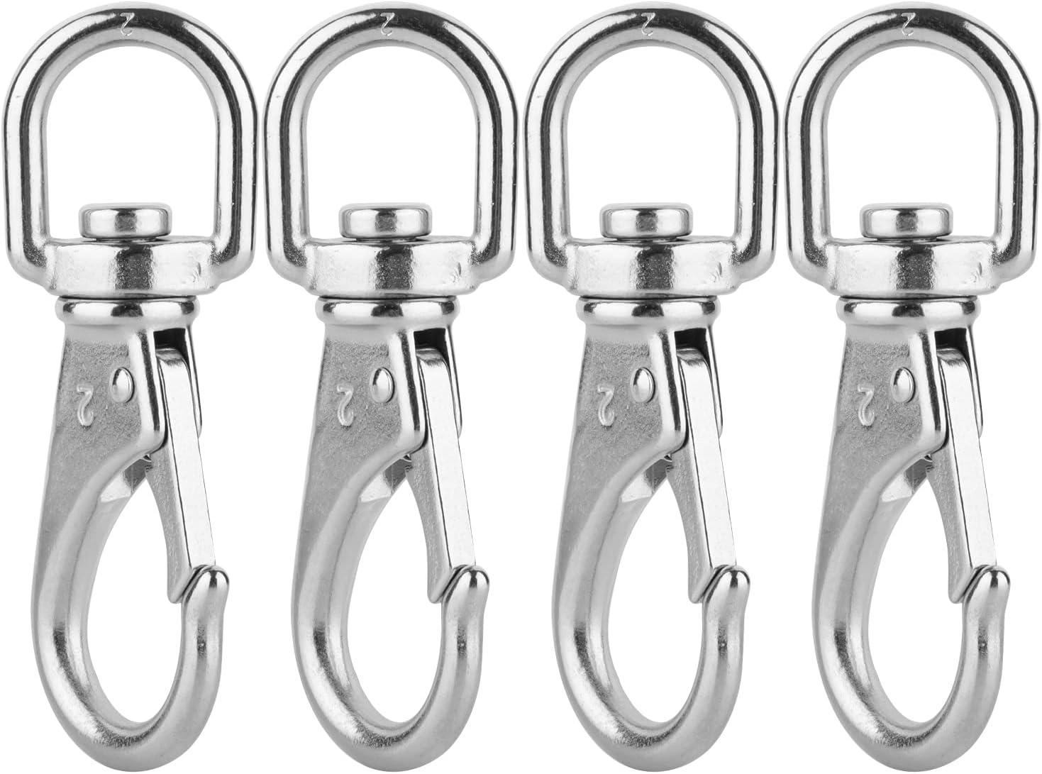  Mixiflor Stainless Steel Swivel Eye Snap Hook, 4 Pack (4 Inch)  Swivel Snap Hook Flag Pole Clips, Rotating Diving Clips Spring Hooks for  Flag Poles, Dog Leash, Key Chain, Boat Anchor