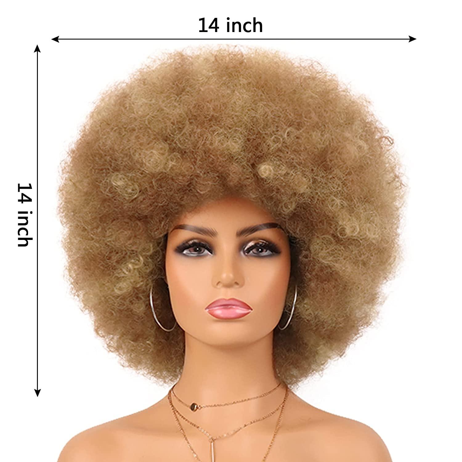 G&T Short Kinky Curly Mixed Blonde Afro Wig Natural Heat Resistant