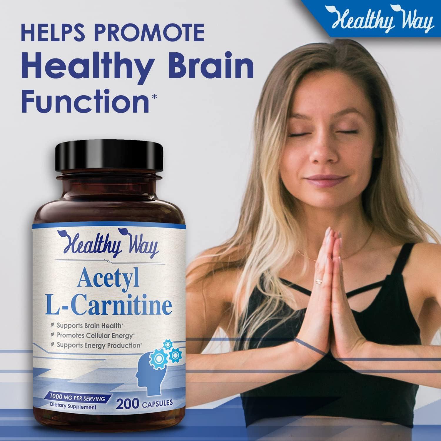 Healthy Way Acetyl LCarnitine 1000 mg 200 Capsules