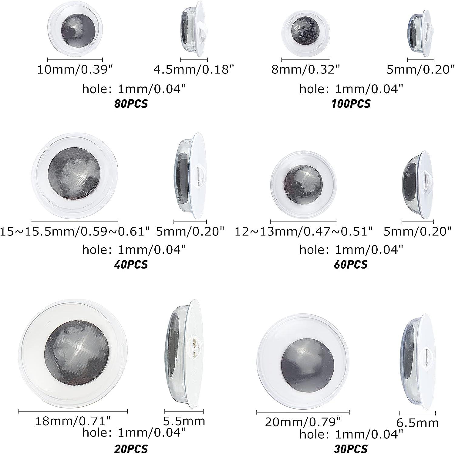 PH PandaHall 6 Sizes Wiggle Googly Eyes Buttons, 330pcs Sew On Googly