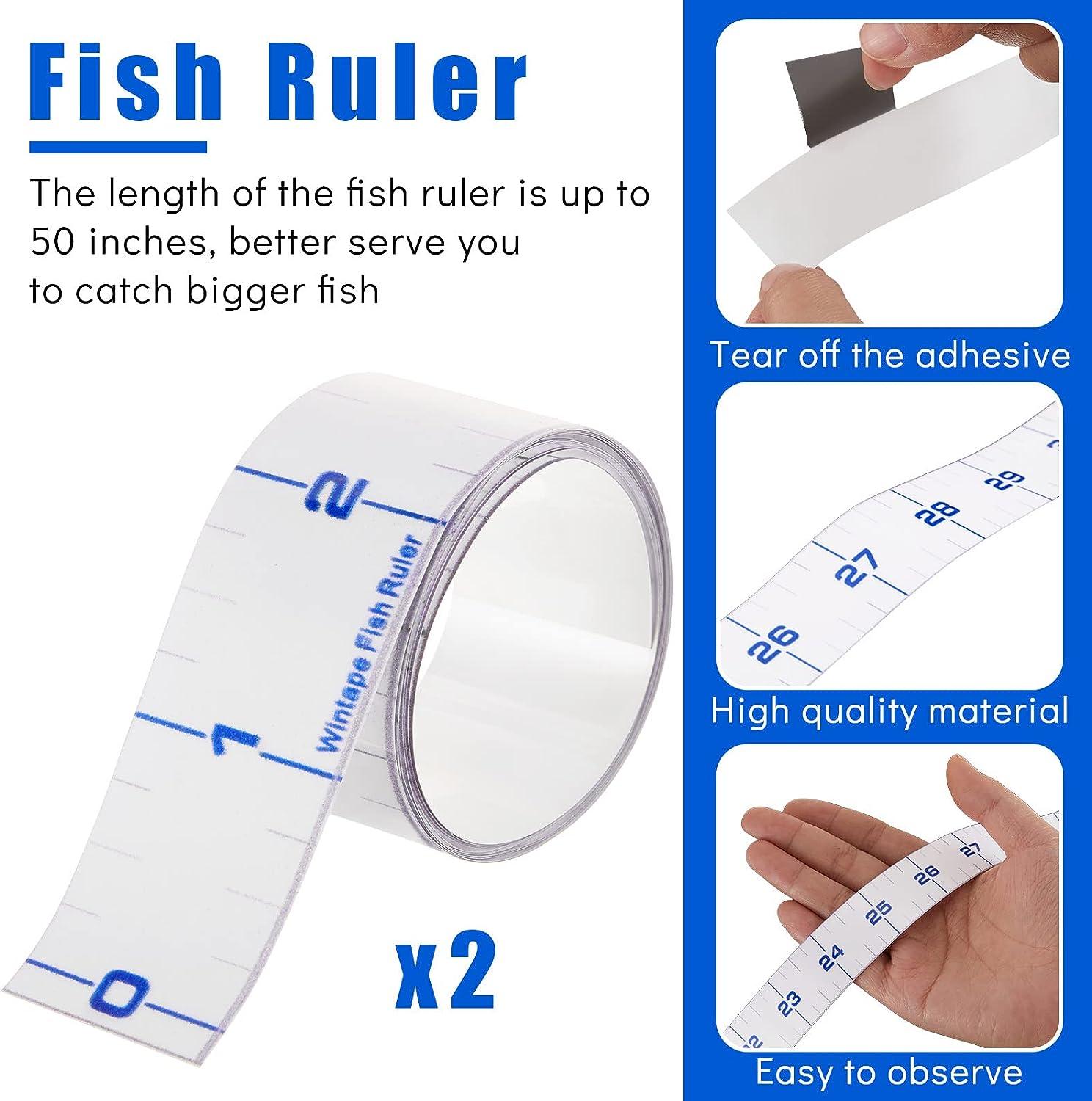 2 Rolls Fish Ruler 50 Inch Self Adhesive Measuring Tape Waterproof Fish  Measuring Sticker Fishing Accessories for Boat Kayak