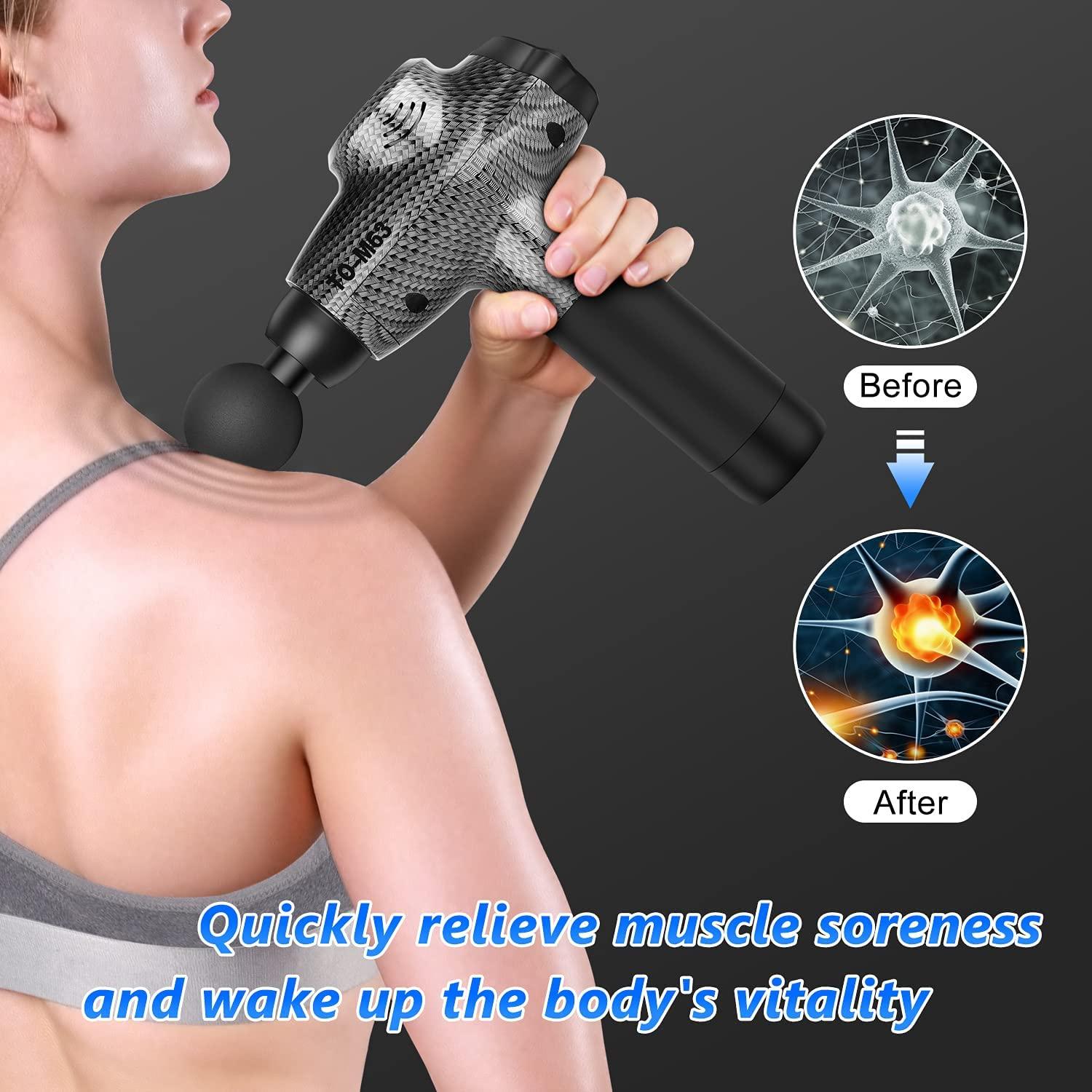 TOLOCO Massage Gun Upgrade Percussion Muscle Massage Gun for Athletes Handheld Deep Tissue Massager (Black)
