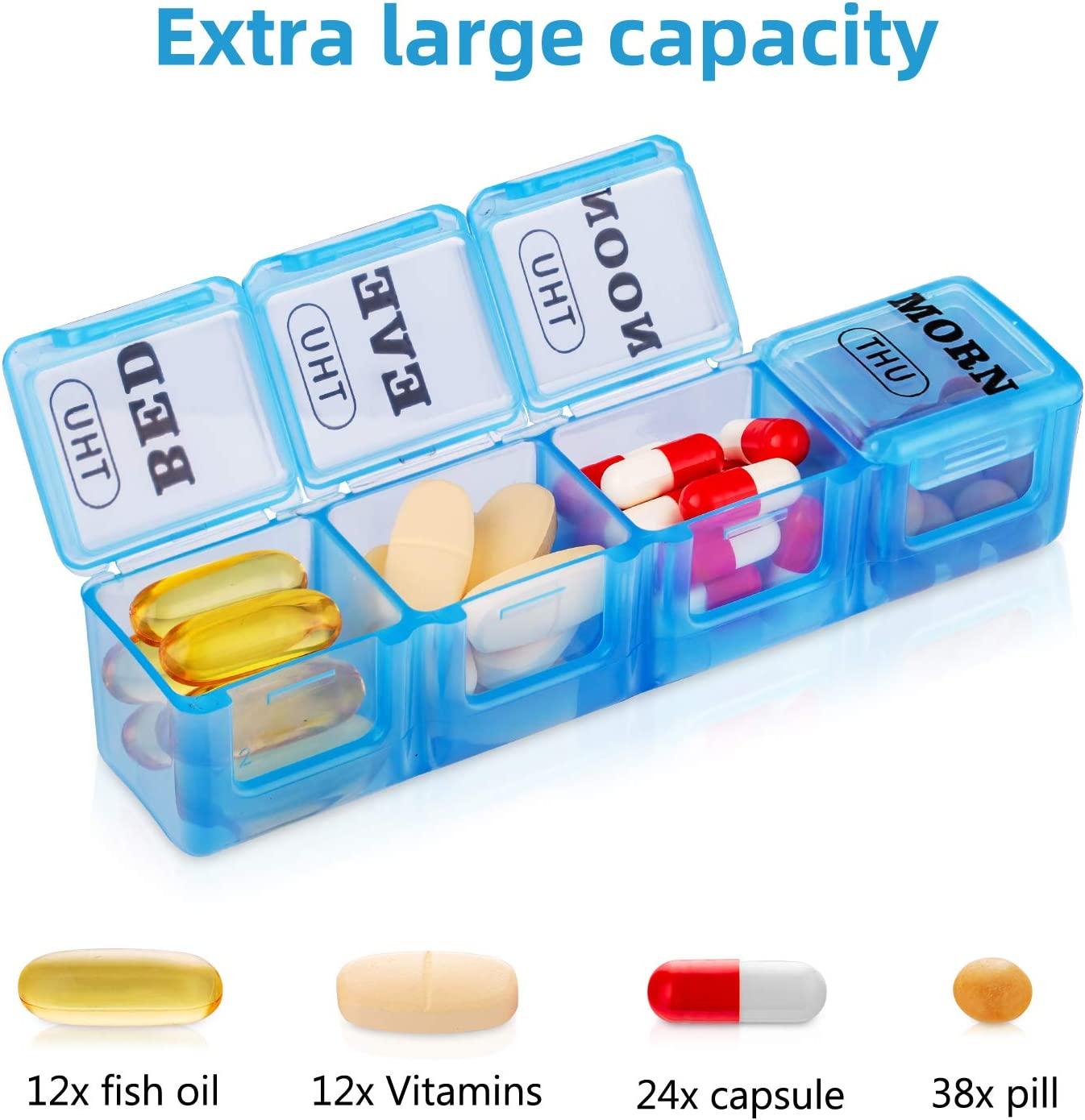 Extra Large Weekly Pill Organizer Weekly Pill Box 7 Day Pill Case Vitamin  Tablet