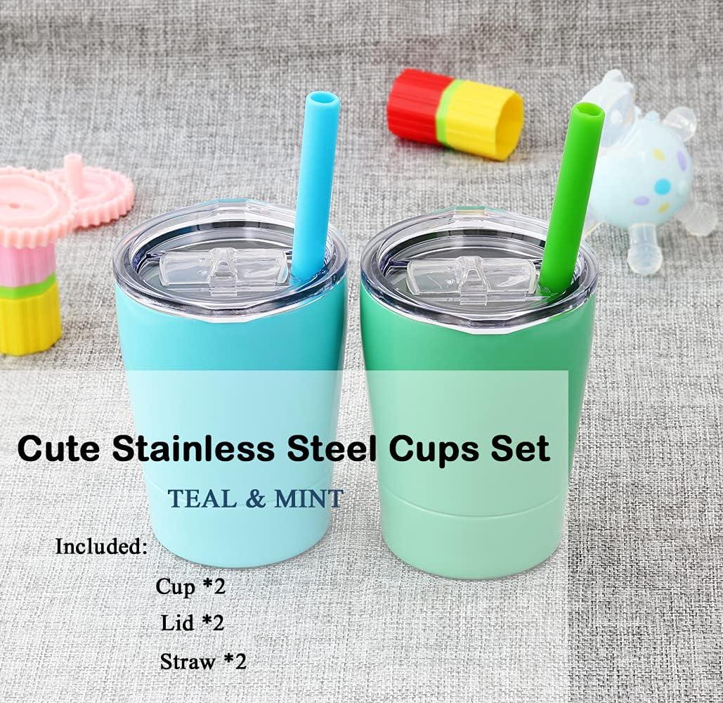 Colorful PoPo Cute Stainless Steel kids cup Straw Cups for