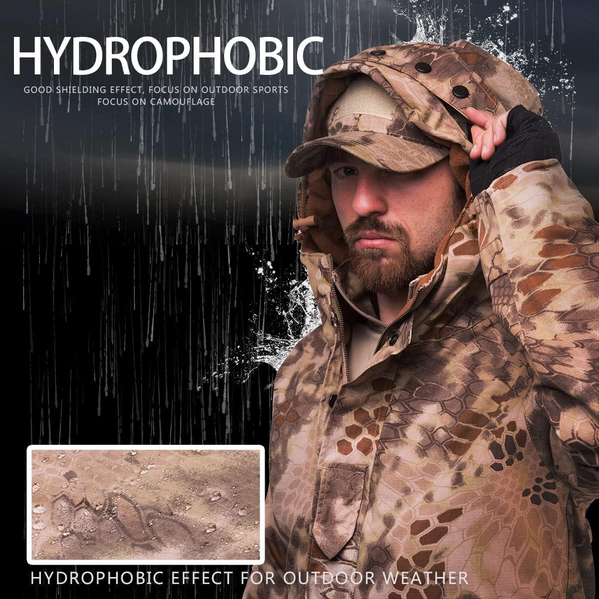 HANWILD Men's Tactical Military Jacket Fleece Lined Winter Coat