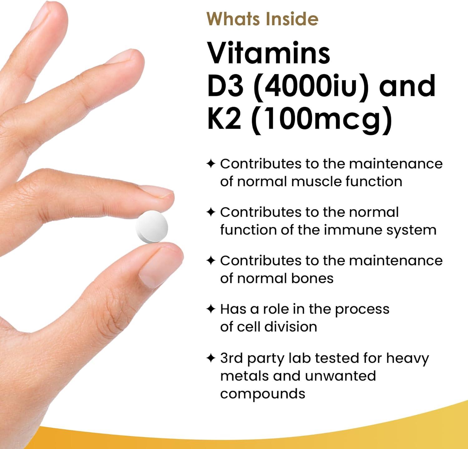 Vitamin D3 4000iu Vitamin K2 100ug Tablet, Bone Heart Health, UK Made - View #4