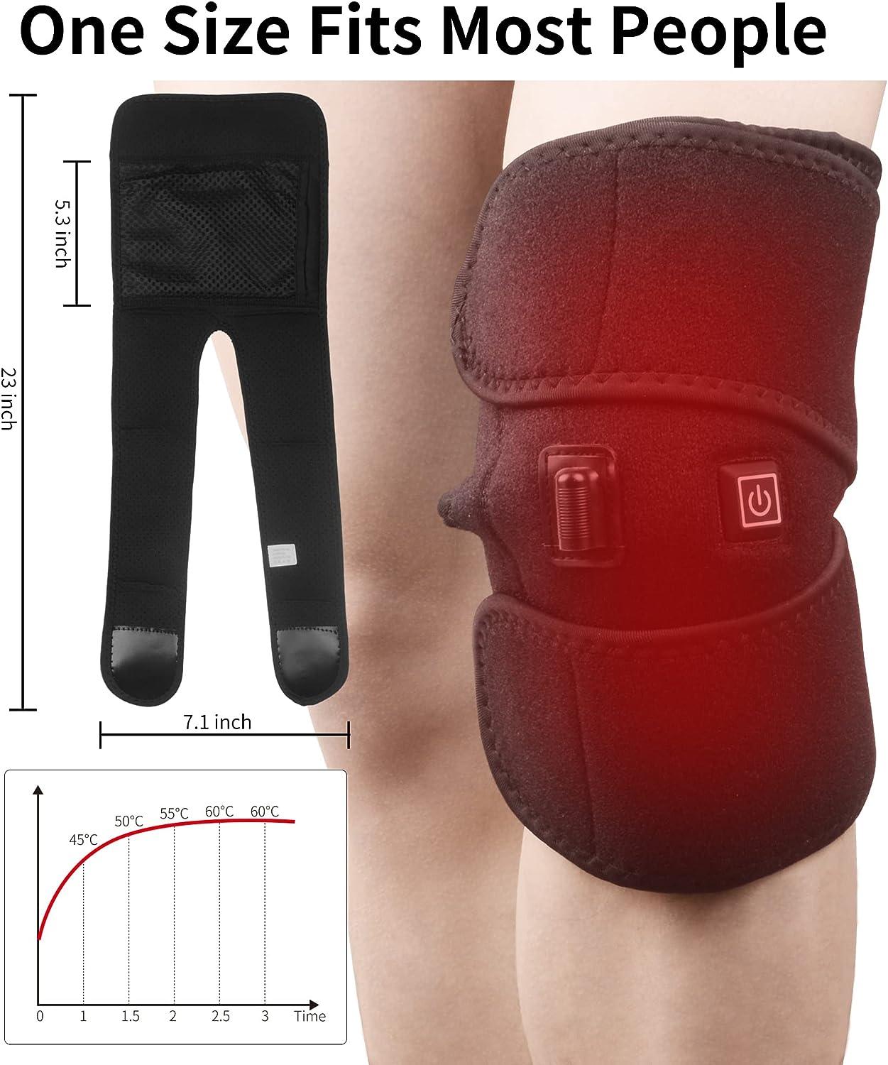 Heated Knee Brace Wrap Knee Heating Pad for Arthritis Pain Relief Electric Heat  Knee Support with 3 Temperature Control Thermal Therapy for Joint Soreness  Swelling Cramps Rheumatism(No Battery)