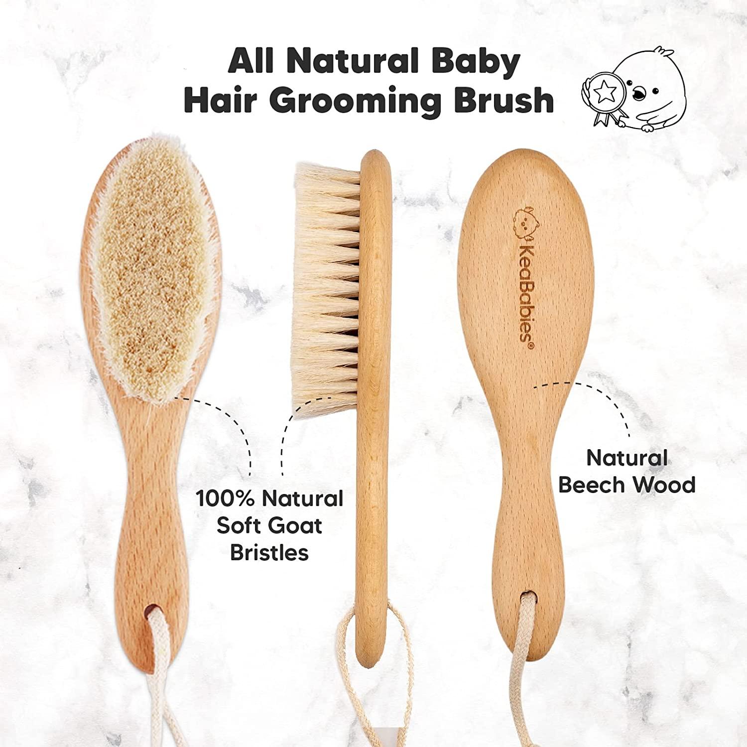 Baby Hair Brush Baby Brush with Soft Goat Bristles Cradle Cap Brush