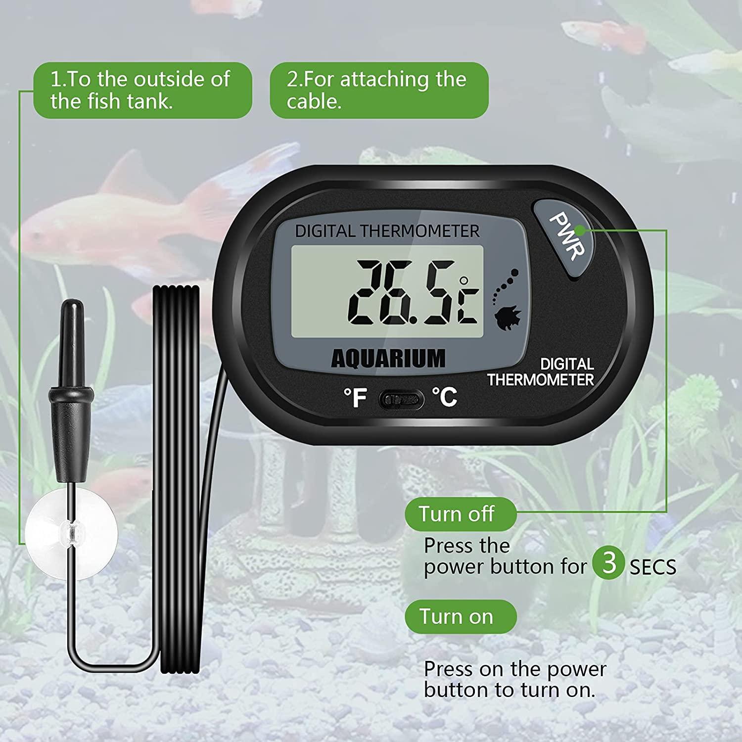Digital Aquarium Thermometer - LCD Display Fish Tank Thermometer, Water  Terrarium Temperature Thermometer with Suction Cup, for Fish and Turtle