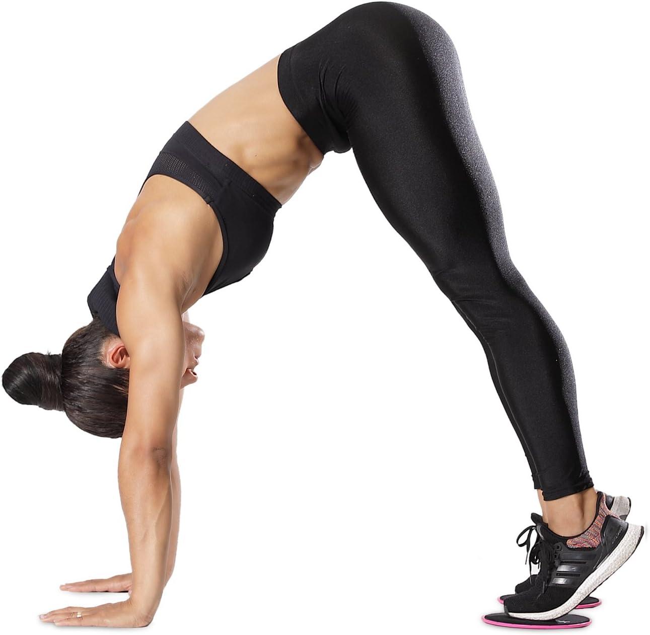 RYACO Core Exercise Sliders - Dual Sided Gliding Discs With Carry Bag For Carpet Or Hardwood Floors Home Abdominal Total Body Workout Equipment Black