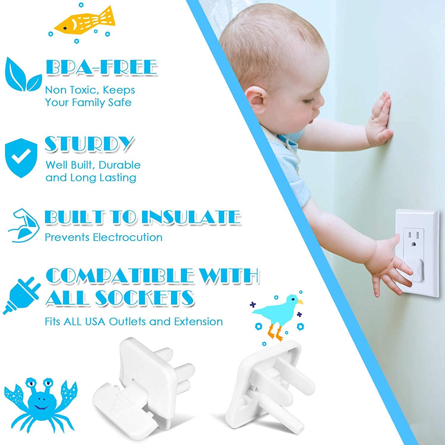 Outlet Covers (55 Pack) with Hidden Pull Handle Baby Proofing Plug Covers  3-Prong Child Safety Socket Covers Electrical Outlet Protectors Kid Proof