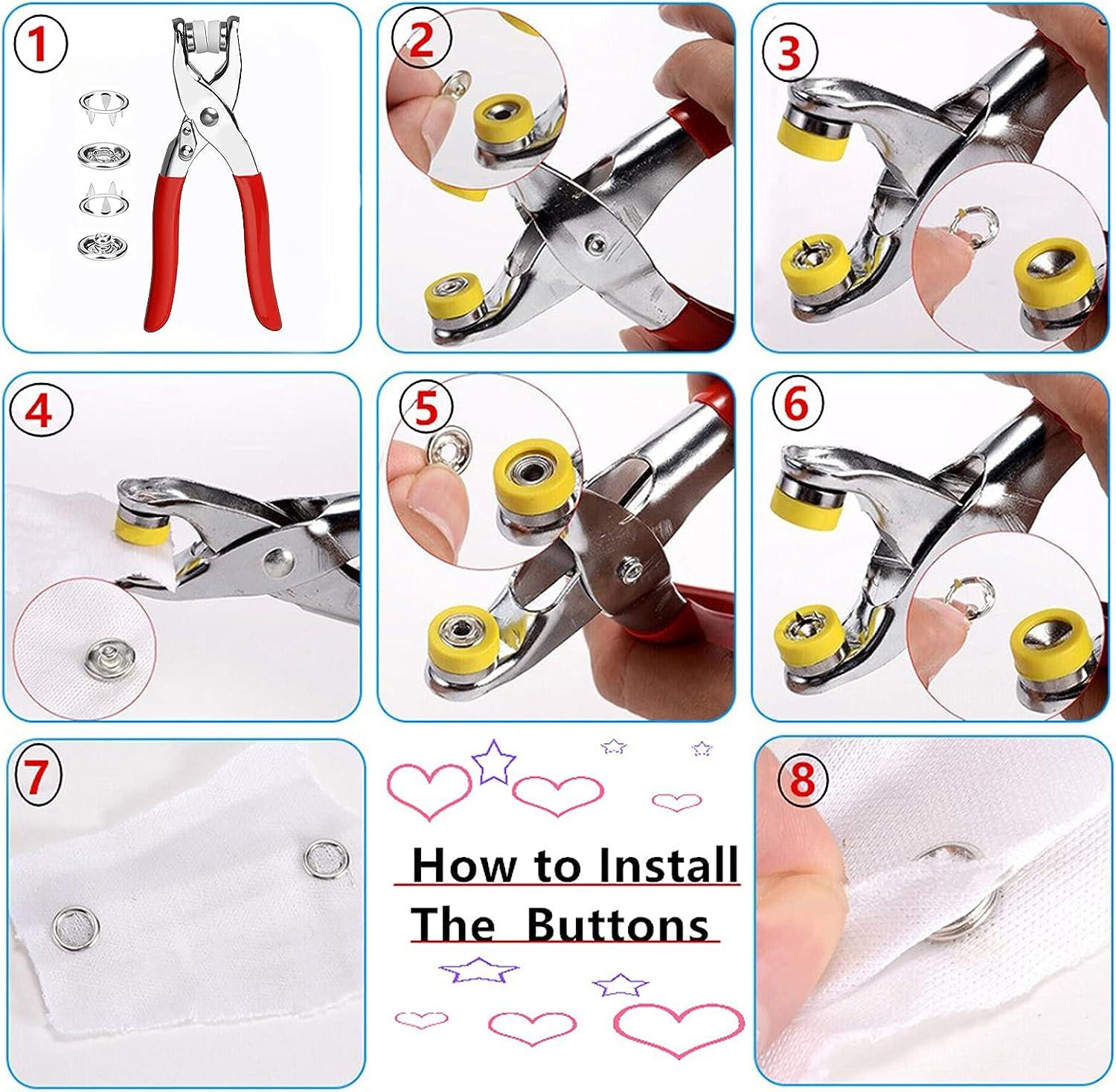 Metal Snaps Buttons with Fastener Pliers Press Tool Kit for Sewing Clothing