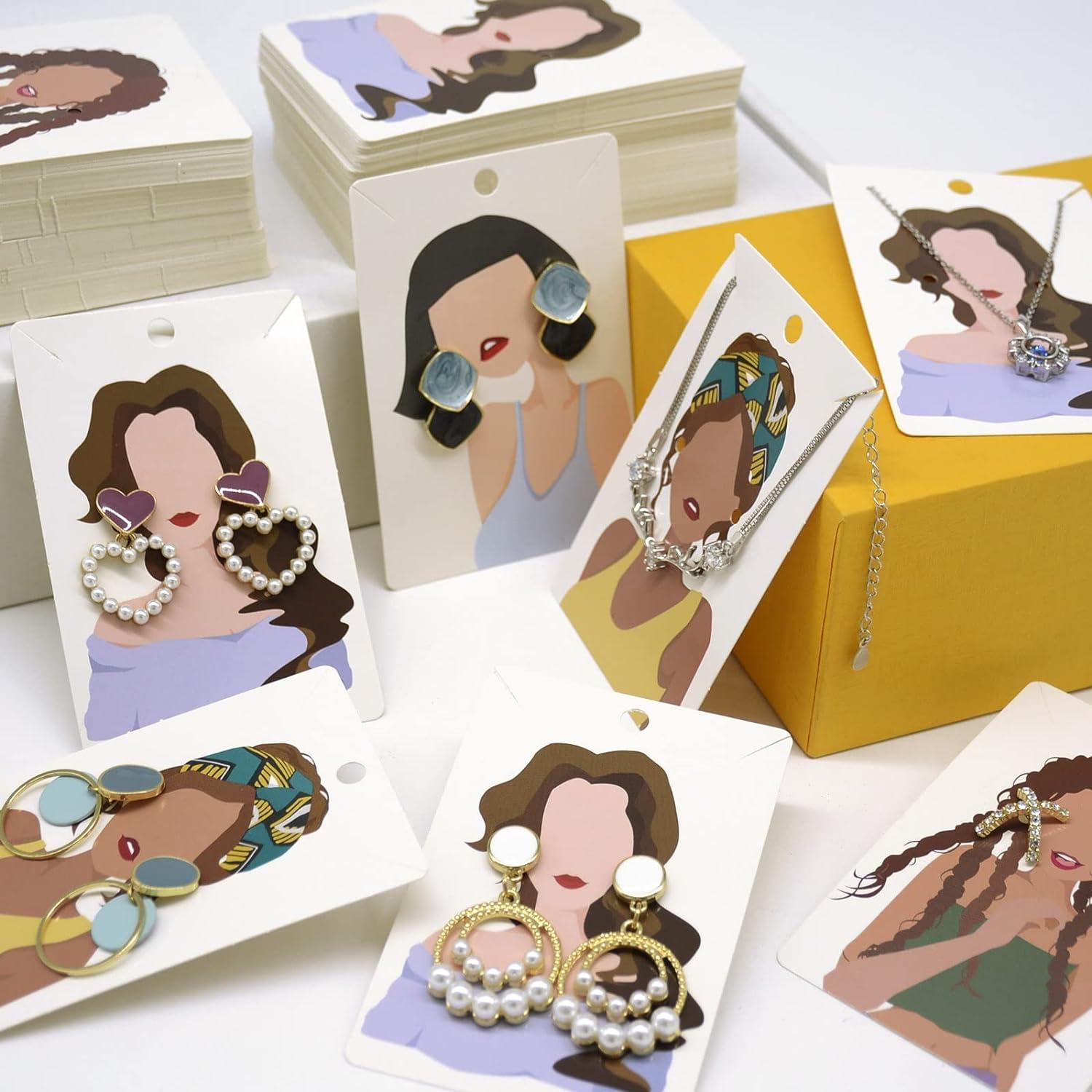 GYTFOG Earring Cards With Holes，120 Pcs Earring Cards，Self-Adhesive  Necklace Display Cards Brown Earring Display Cards，Handmade Bracelet  Display Cards