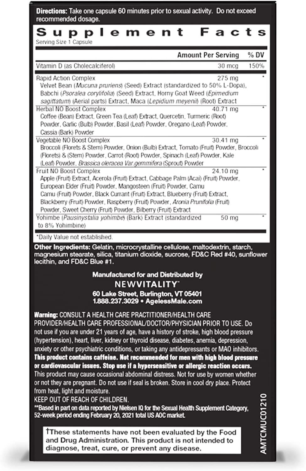 Ageless Male Tonight XL Nitric Oxide Booster Safe & Effective Male