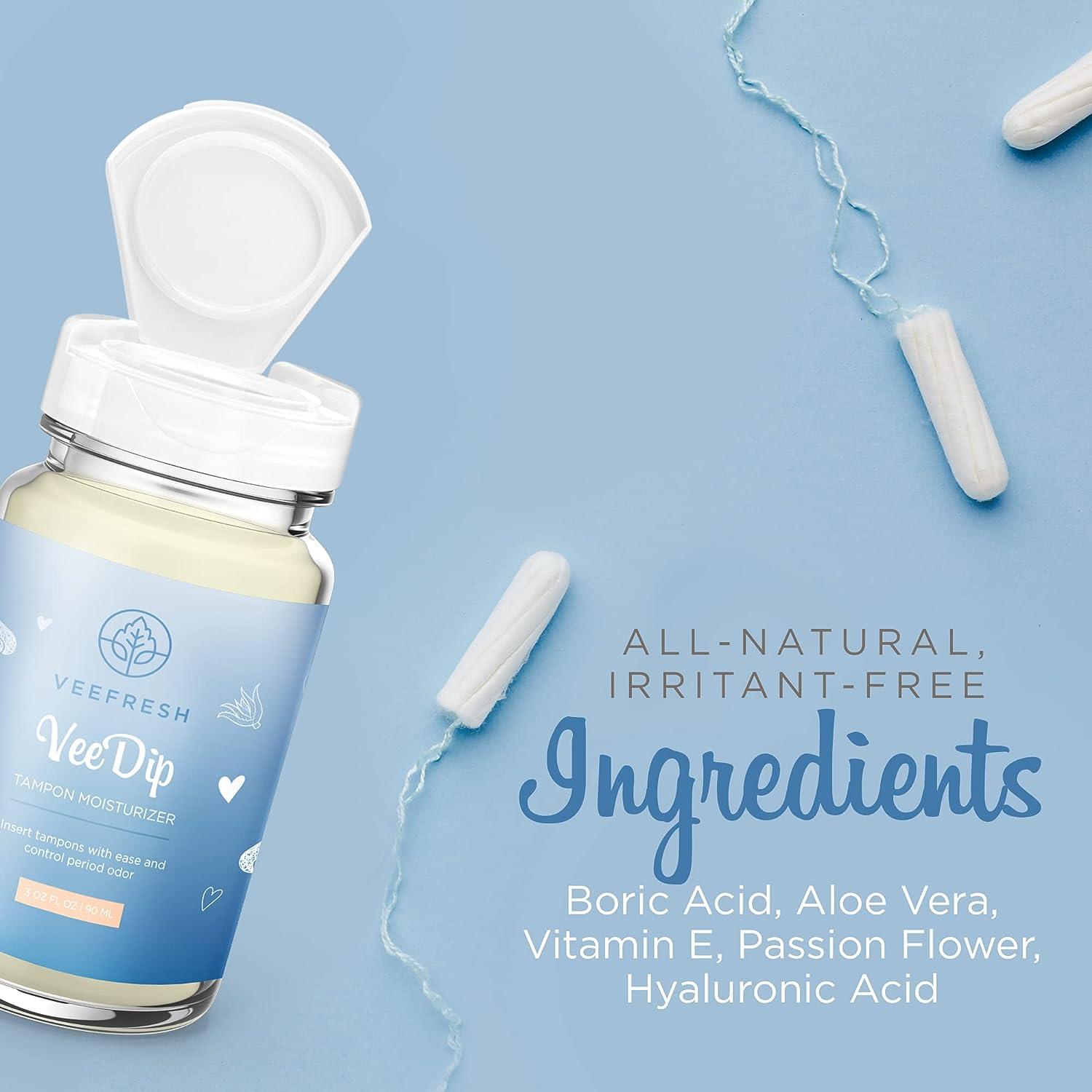 VeeFresh VeeDip Boric Acid Tampon Moisturizer Fortified with Aloe Vera