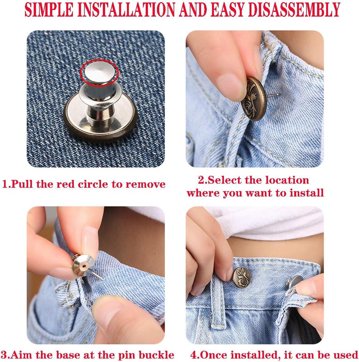 Adjustable Jeans Button Pins Instant, Zehhe 16 Sets Button Pins