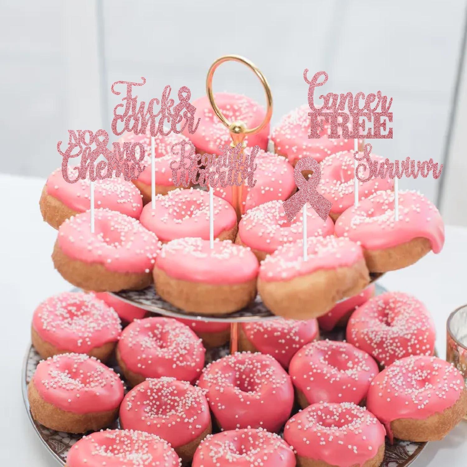 Gyufise 24 Decorazioni Per Cupcake Nastro Rosa – Consapevolezza Cancro Al Seno, Tema Speranza, Viola E Rosa - 3