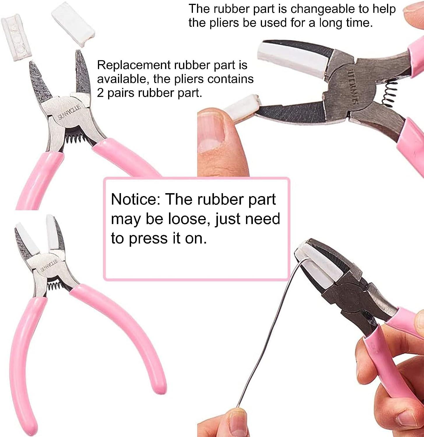 SUNNYCLUE 5.5 Inch Double Nylon Jaw Flat Nose Pliers Mini Precision Pliers  Wire Forming Bending Tools for DIY Jewelry Making Hobby Projects Pink Pink  5.5 Inch