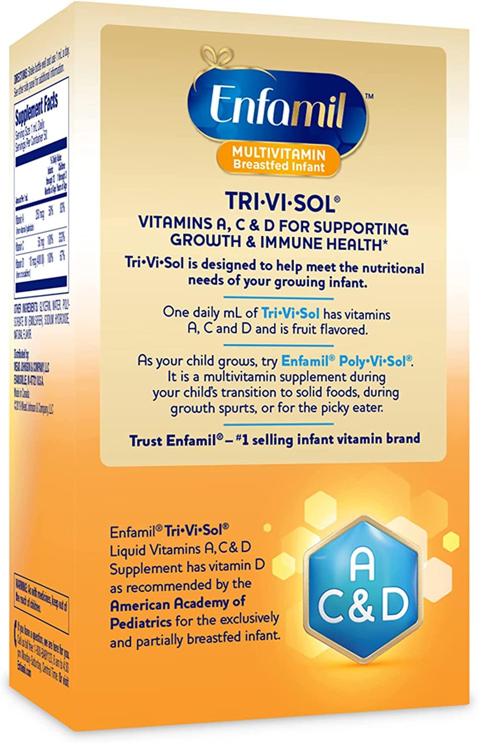 Voluntary cabin pace Enfamil Tri-Vi-Sol Vitamin A C & D Multi-Vitamin Drops for Infants Supports  Growth & Immune Health 50 mL Dropper Bottle