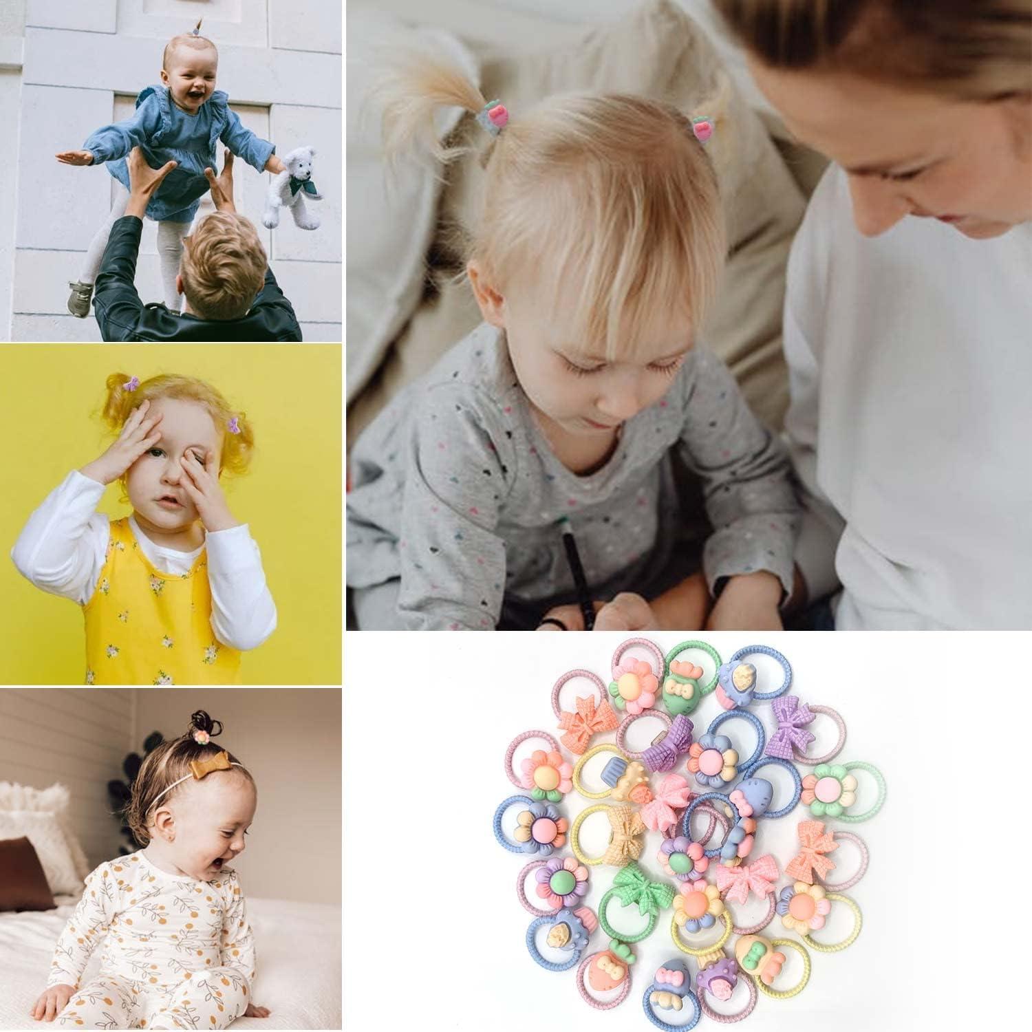 40pcs Baby Cartoon Hair Tie Set Multicolor Mini Hair Bands for