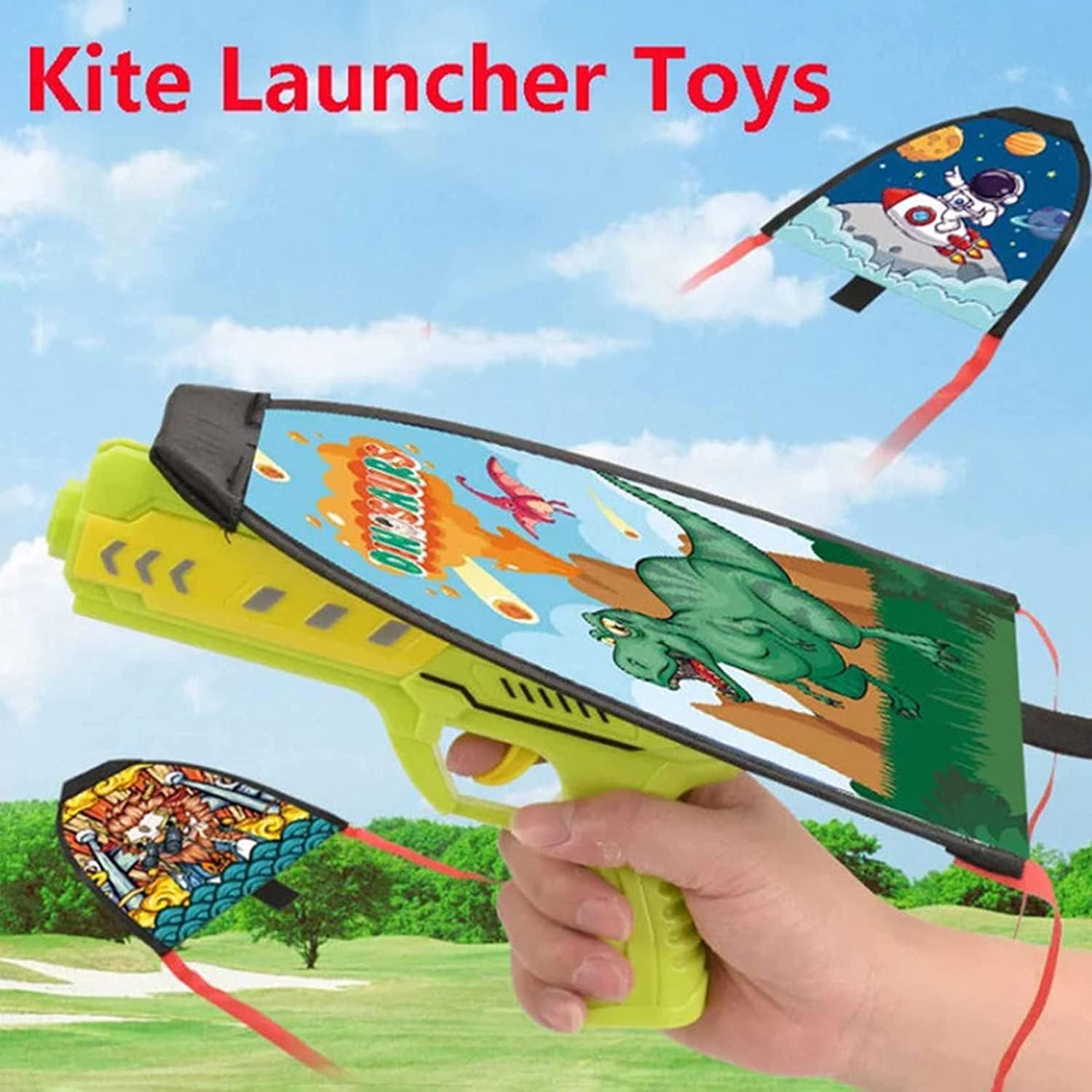 Kite Launcher Toys 2023 New Launcher Ejection Kite Beach Toy Set, Outdoor  Beach Kite Toy for Water Game and Party Favors Kids Birthday Gift for 3+  Years Old Kids (Blue, with 2 Random Kites)
